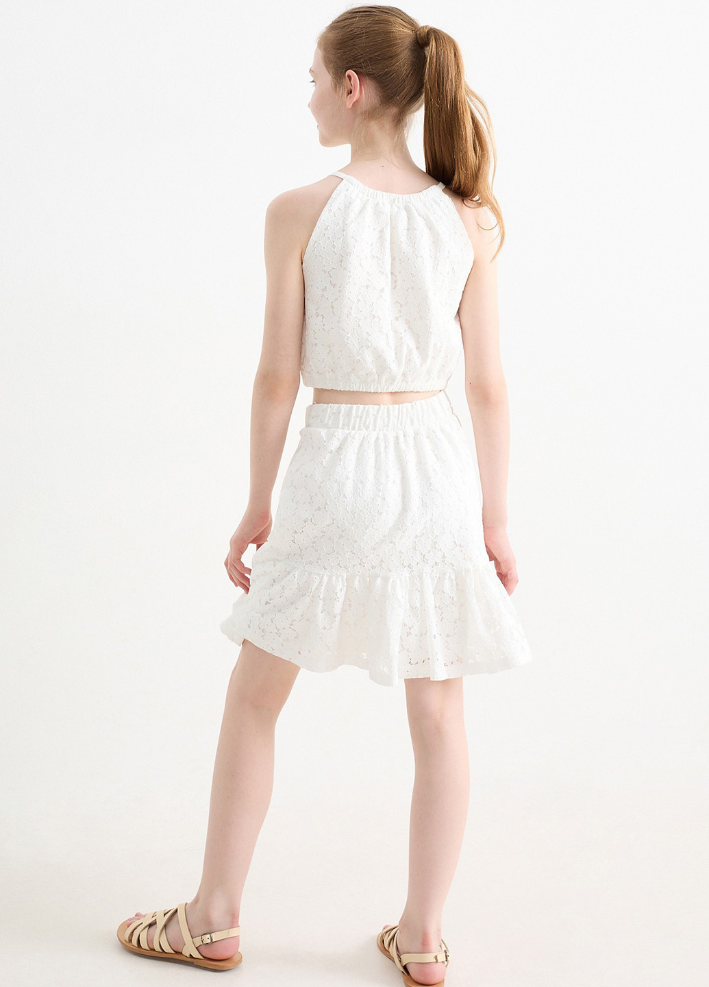 Белый летний костюм (топ, юбка) C&A