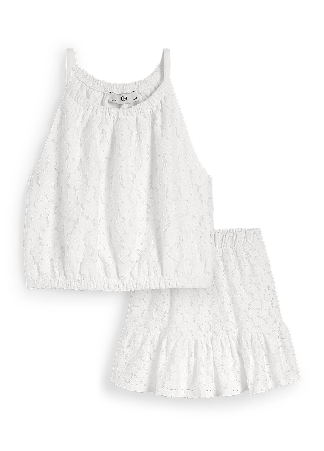 Белый летний костюм (топ, юбка) C&A