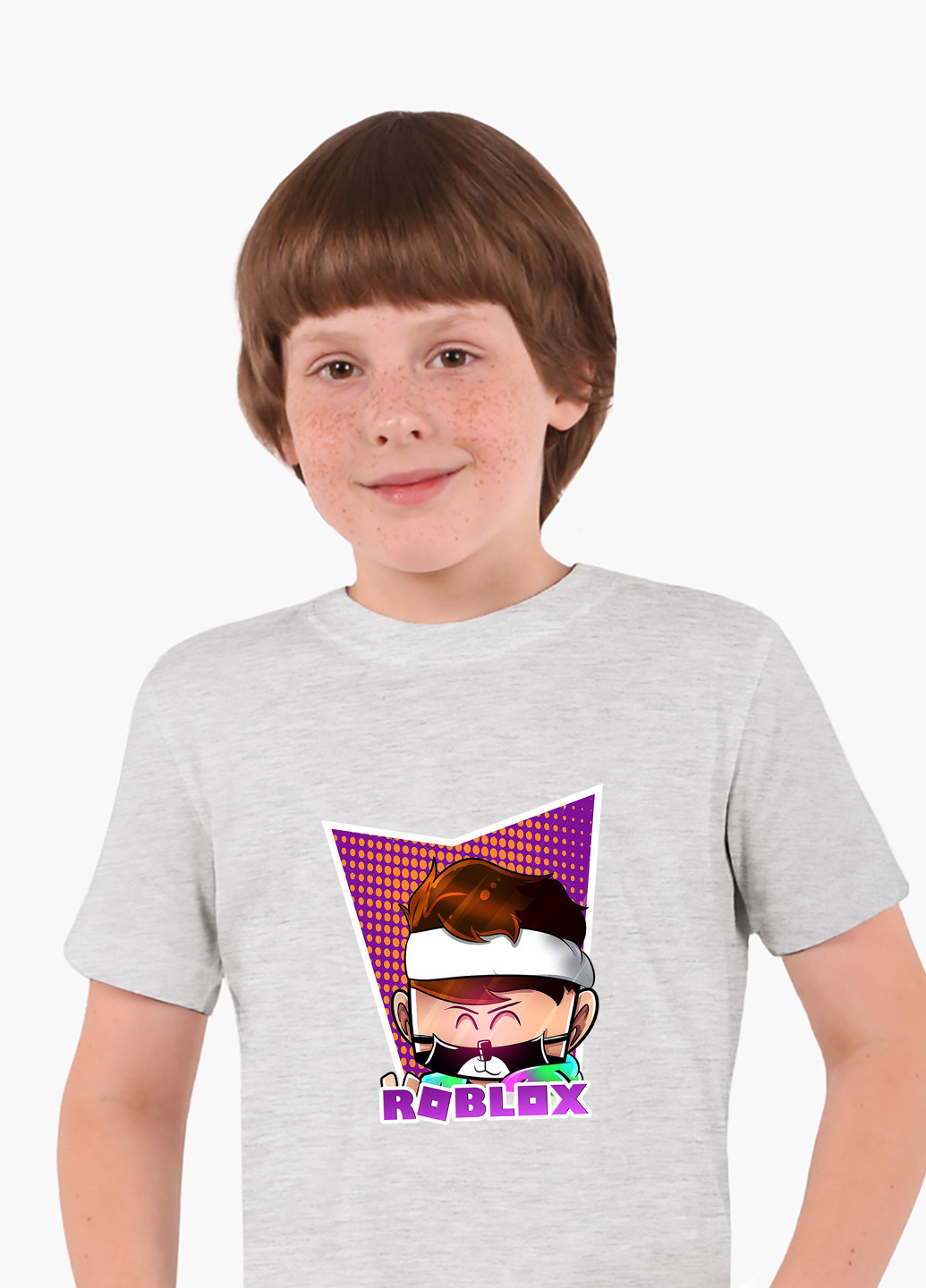 Светло-серая демисезонная футболка детская роблокс (roblox)(9224-1221) MobiPrint