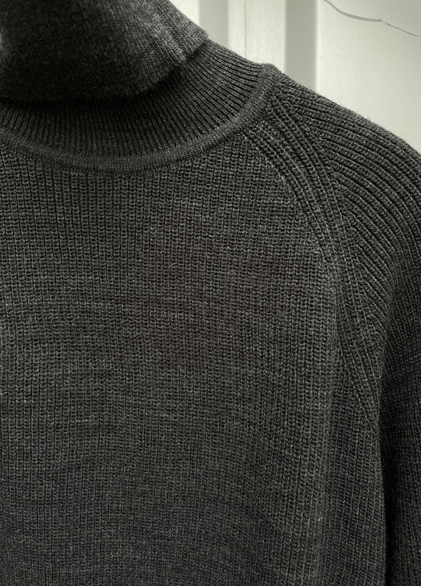 Темно-сірий зимовий светр теплий з високим горлом Figo 6972 DKGR