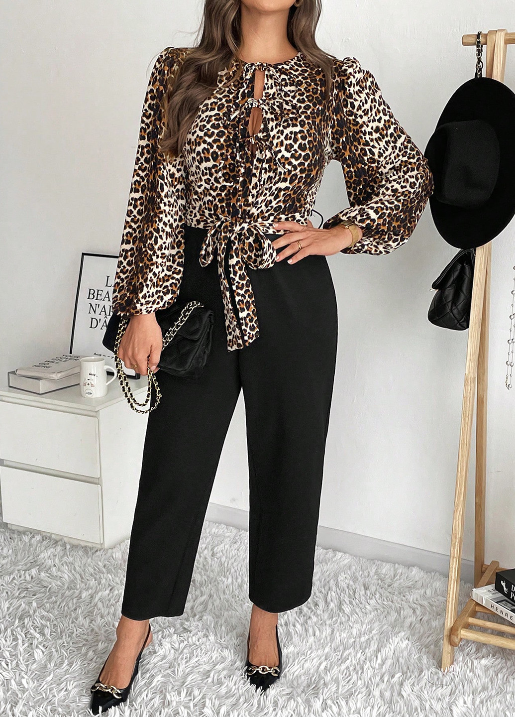 Комбинезон SHEIN комбинезон-брюки леопардовый комбинированный кэжуал полиэстер