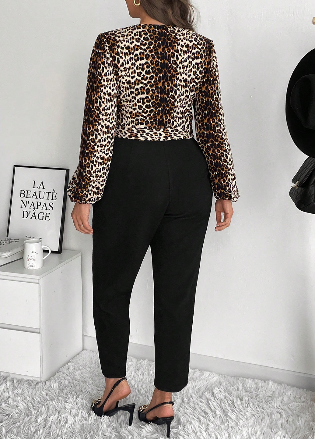 Комбинезон SHEIN комбинезон-брюки леопардовый комбинированный кэжуал полиэстер