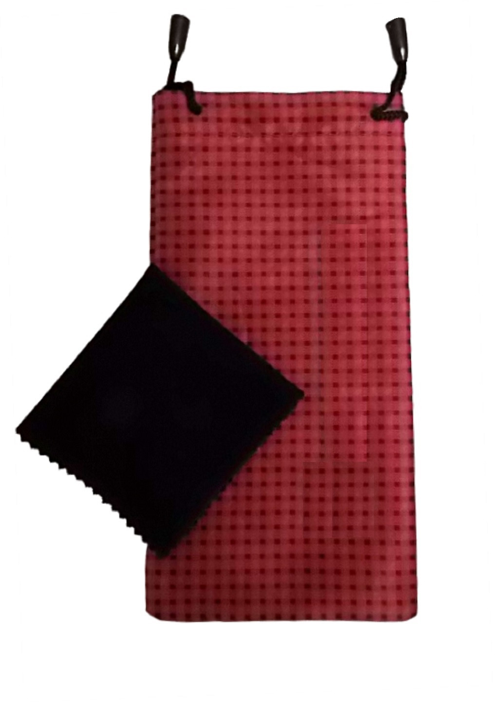 Торбинка з серветкою для окулярів A&Co. мішечок клітинка червоний текстиль