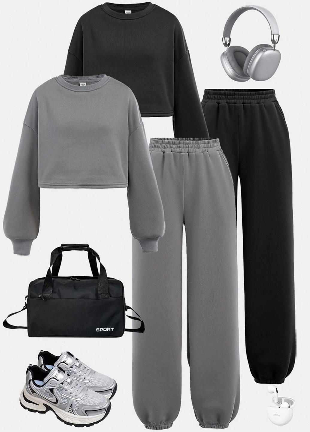 Комбінований демісезонний костюм (2 шт.) (світшот, штани) брючний SHEIN