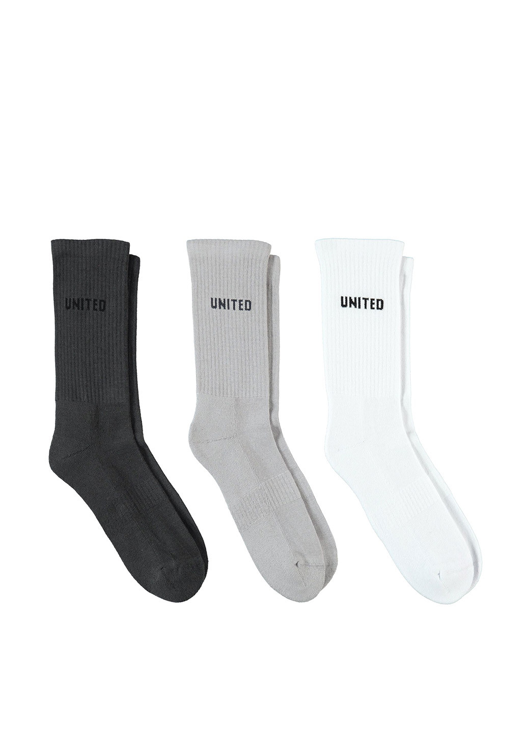 Чёрно-белых носки (3 пары) UNITED4 надписи (329058679)
