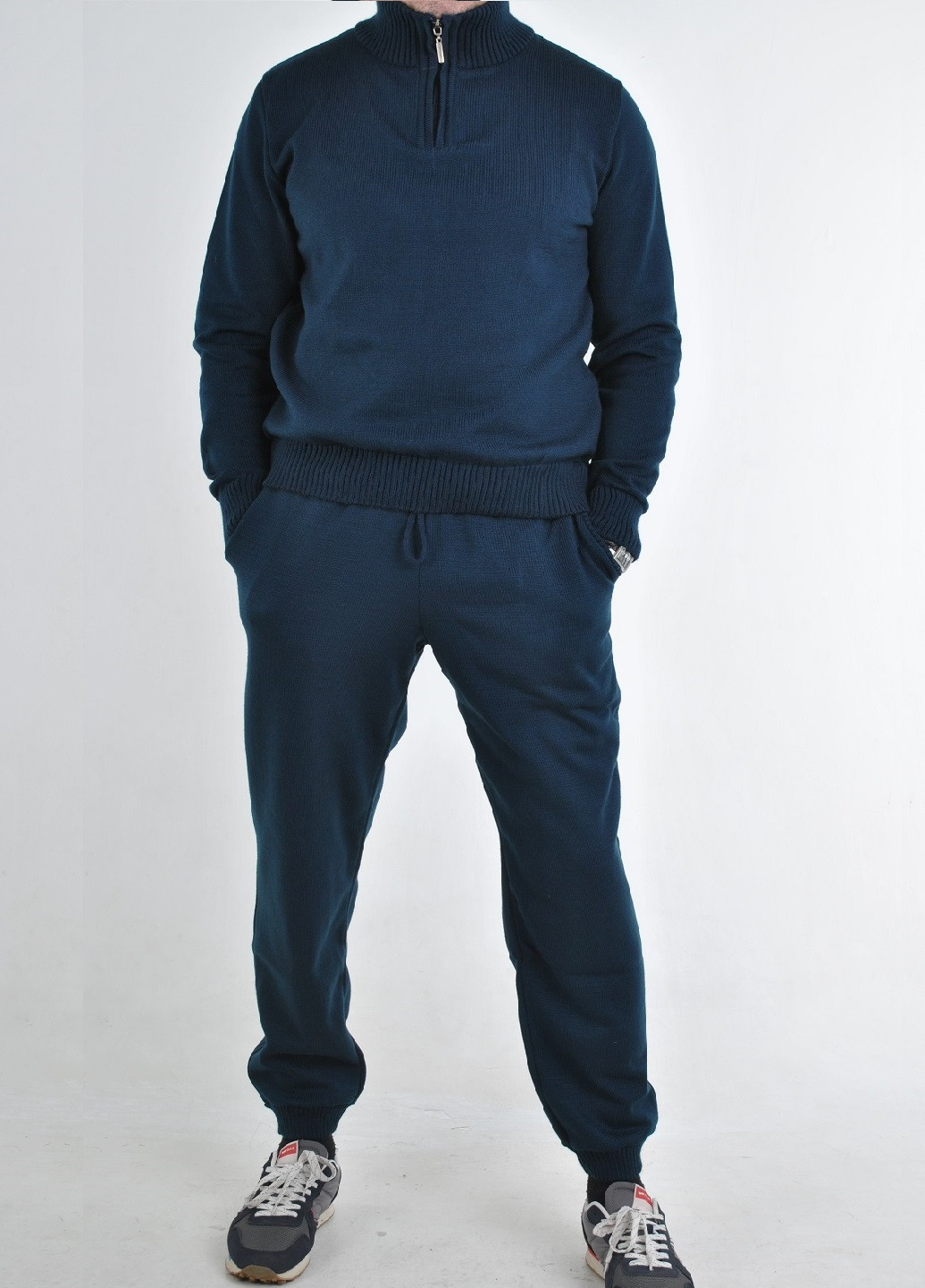 Темно-синий зимний вязаный спортивный костюм Berta Lucci