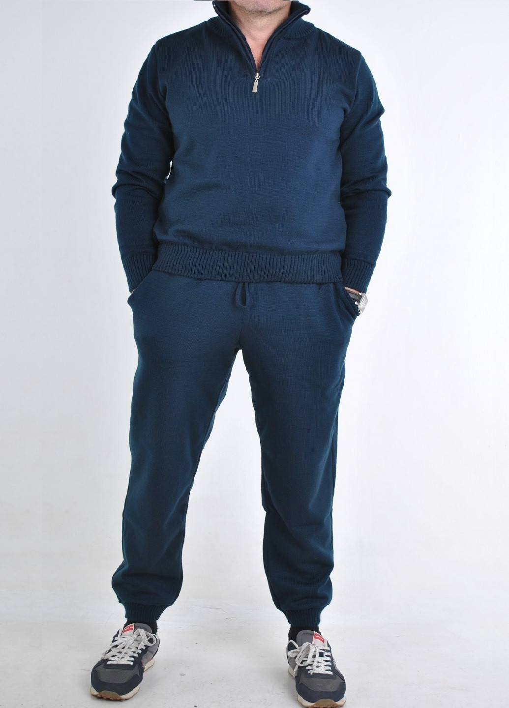 Темно-синий зимний вязаный спортивный костюм Berta Lucci
