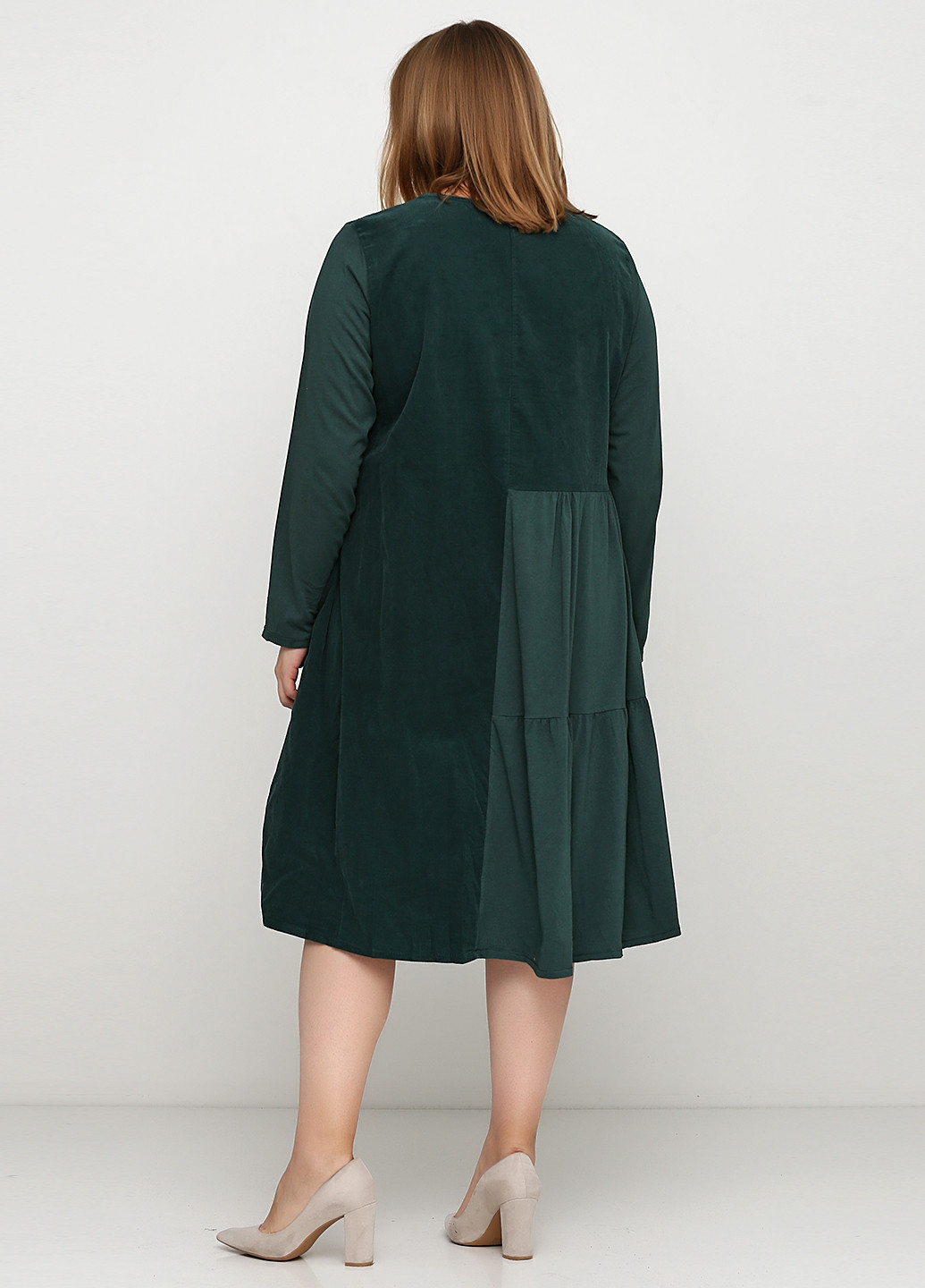 Темно-зеленое кэжуал платье а-силуэт G-style однотонное