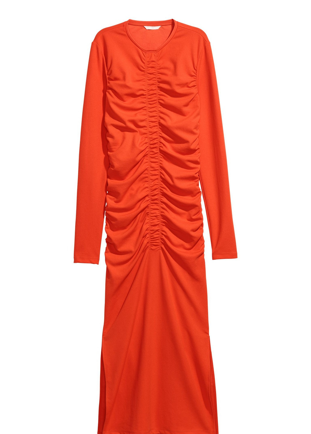 Оранжевое деловое платье с драпировкой H&M однотонное