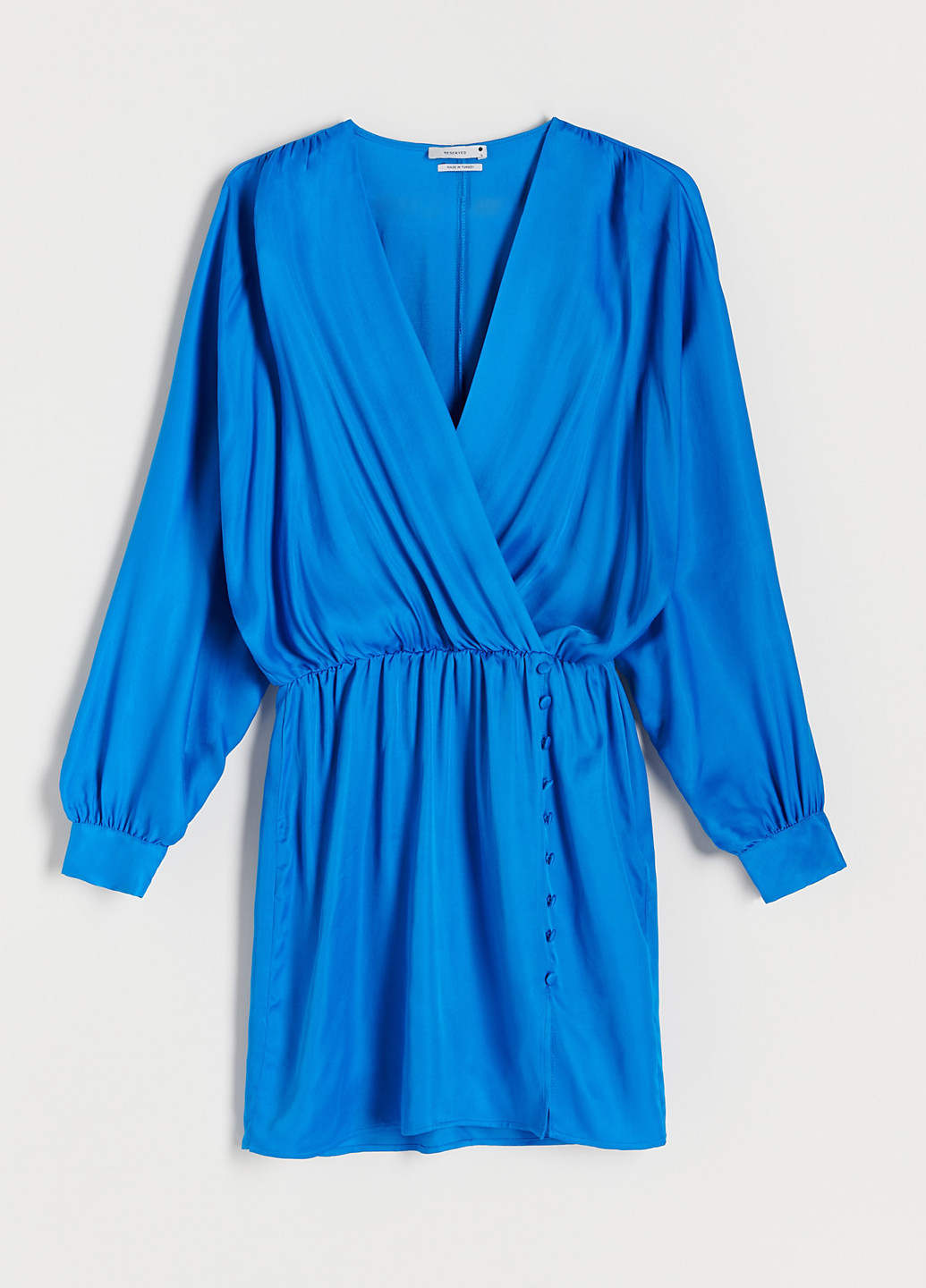 Синее кэжуал платье на запах Reserved однотонное