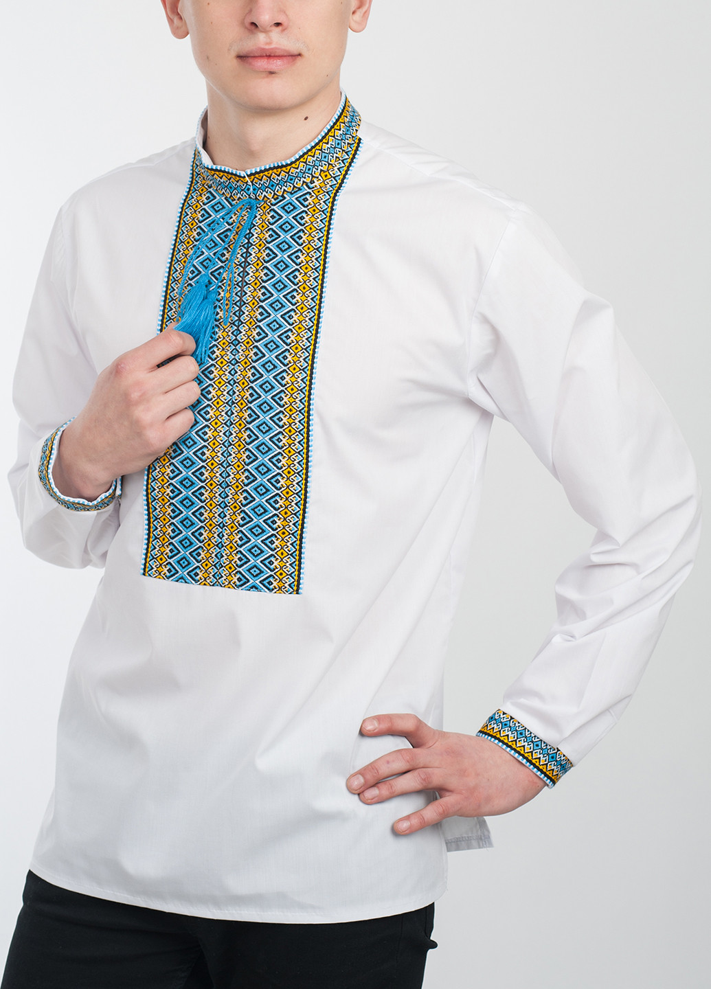 Белая кэжуал рубашка с рисунком Vyshyvanka с длинным рукавом