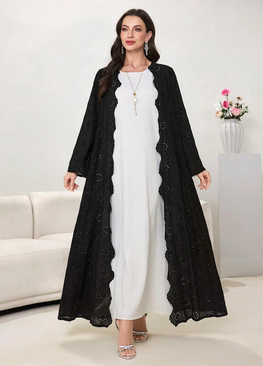 Черное праздничный, вечернее платье а-силуэт SHEIN однотонное