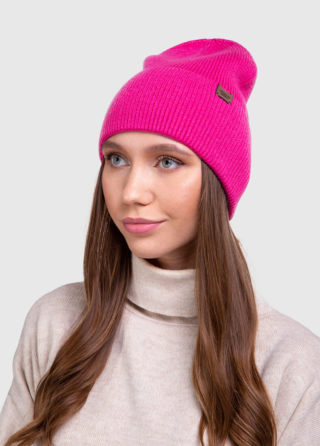 Зимняя теплая кашемировая женская шапка с отворотом без подкладки 500024 DeMari (254445149)