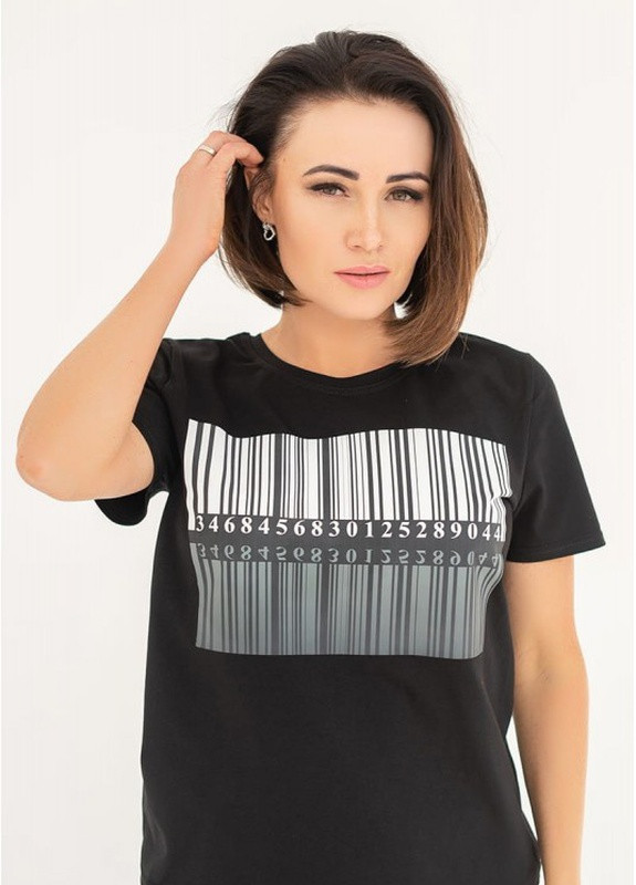 Черная летняя женская футболка париж Look & Buy