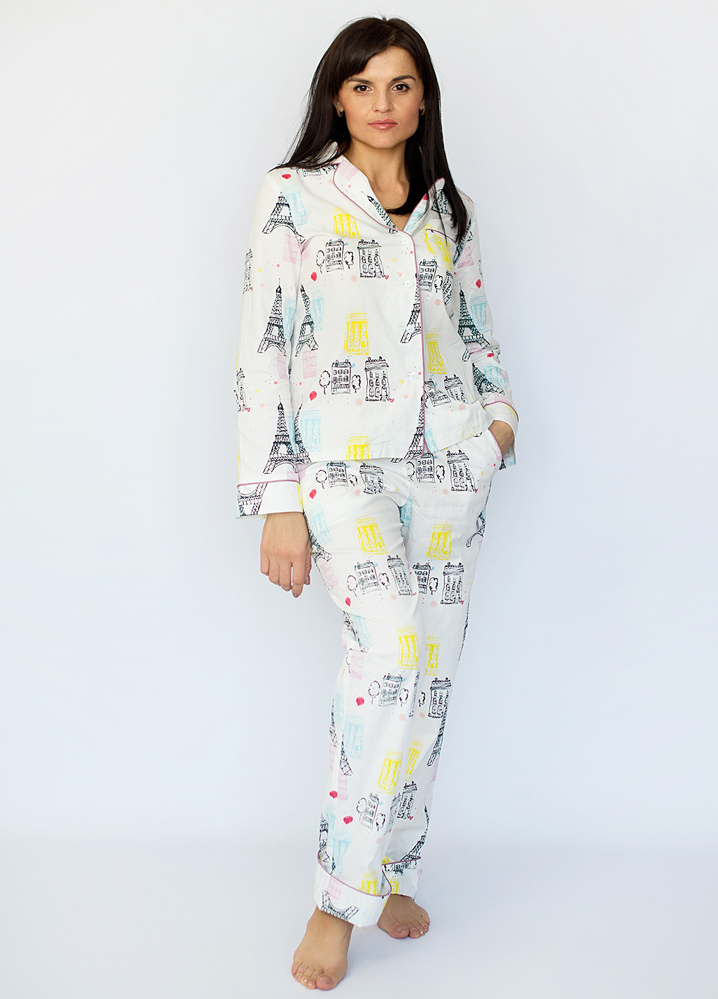 Белая всесезон пижама (кофта, брюки) M & G