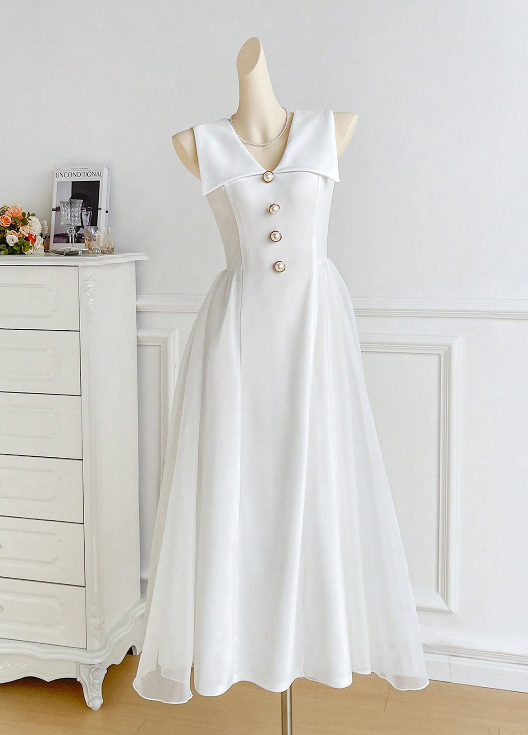 Білий кежуал сукня кльош SHEIN однотонна