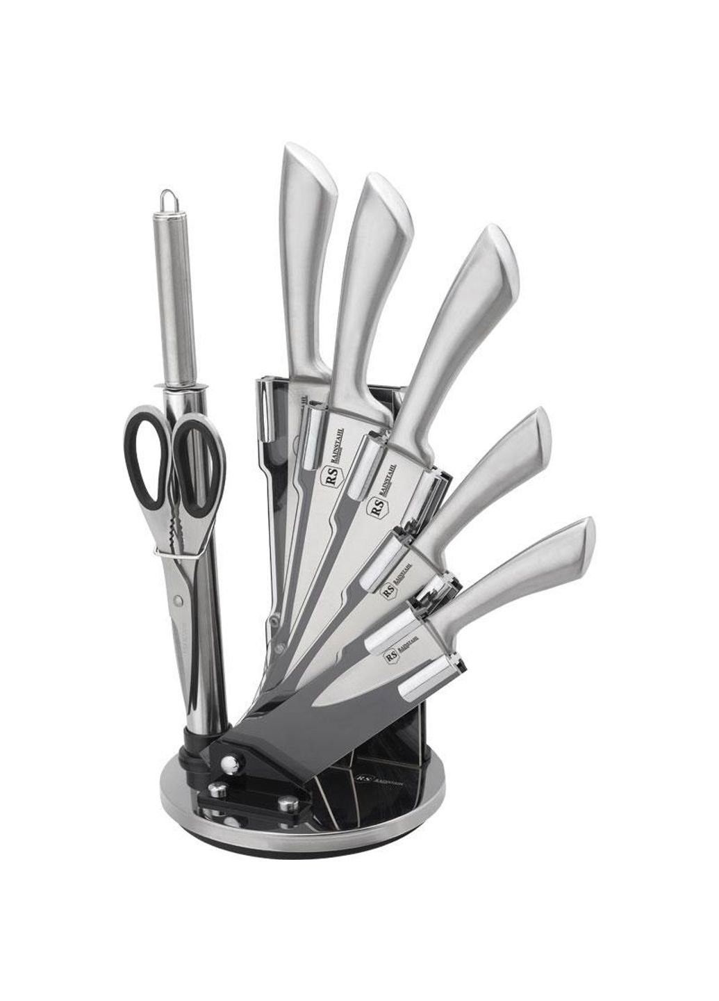 Набір ножів з нержавіючої сталі на підставці 8 пр. RS\KN-8000-08 Rainstahl комбінований,