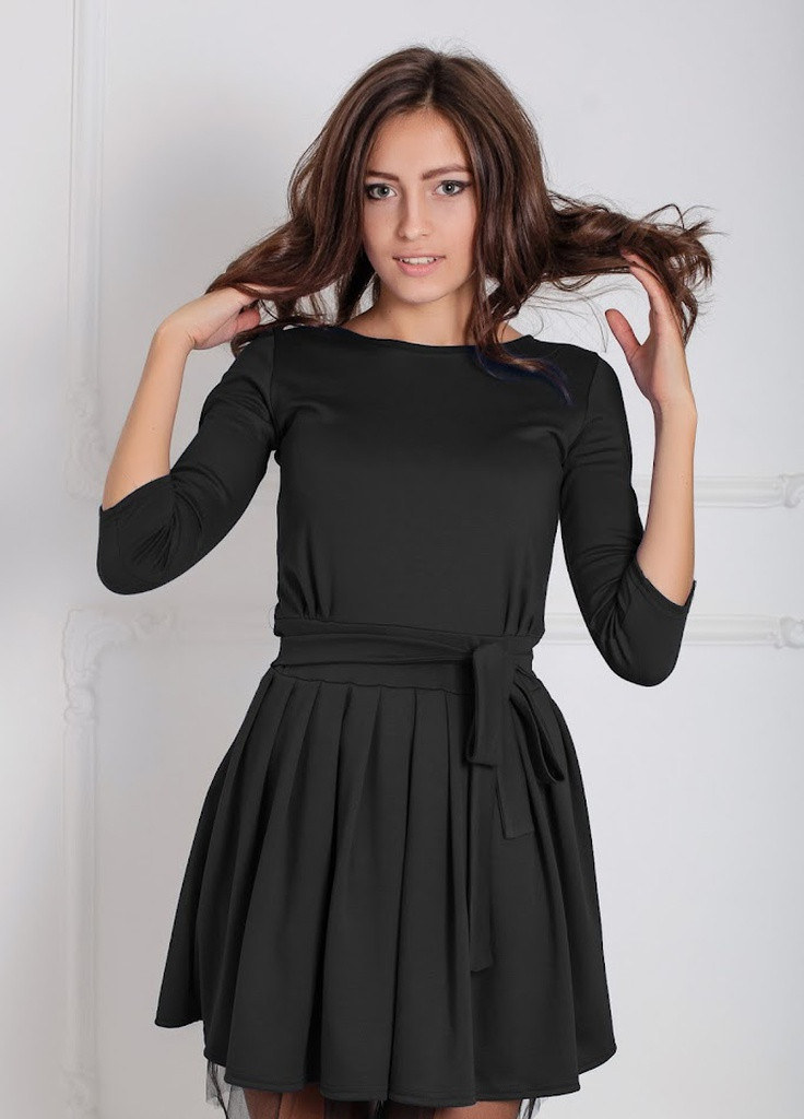 Черное кэжуал женское платье lablis Podium однотонное