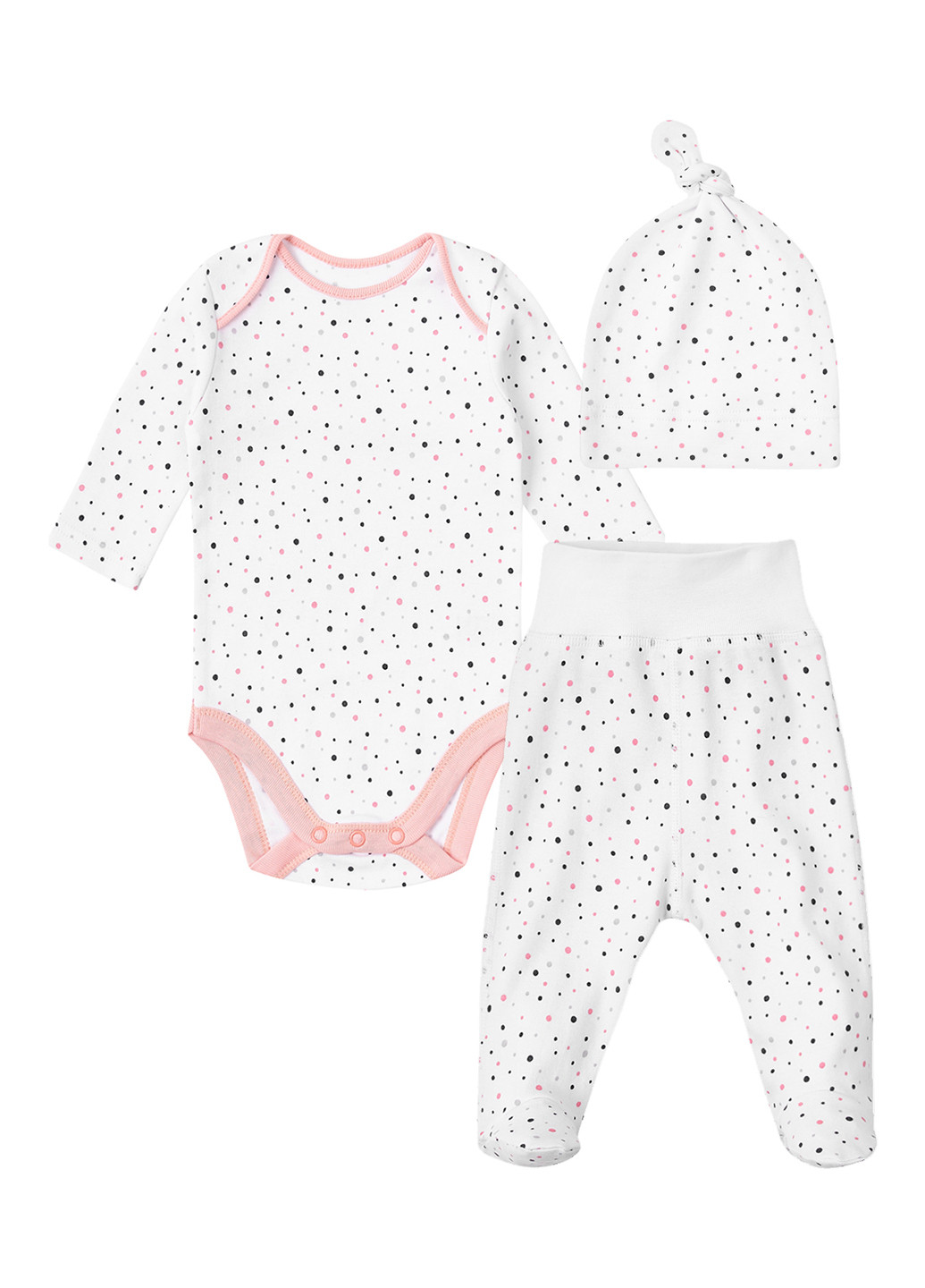 Білий демісезонний комплект (шапка, боді, повзунки) KRAKO