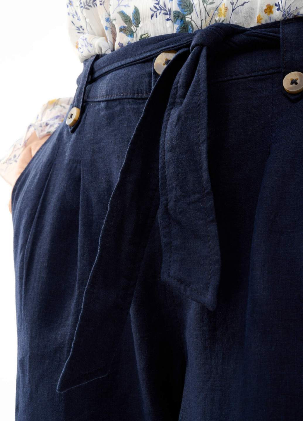 Темно-синие кэжуал демисезонные укороченные брюки Orsay