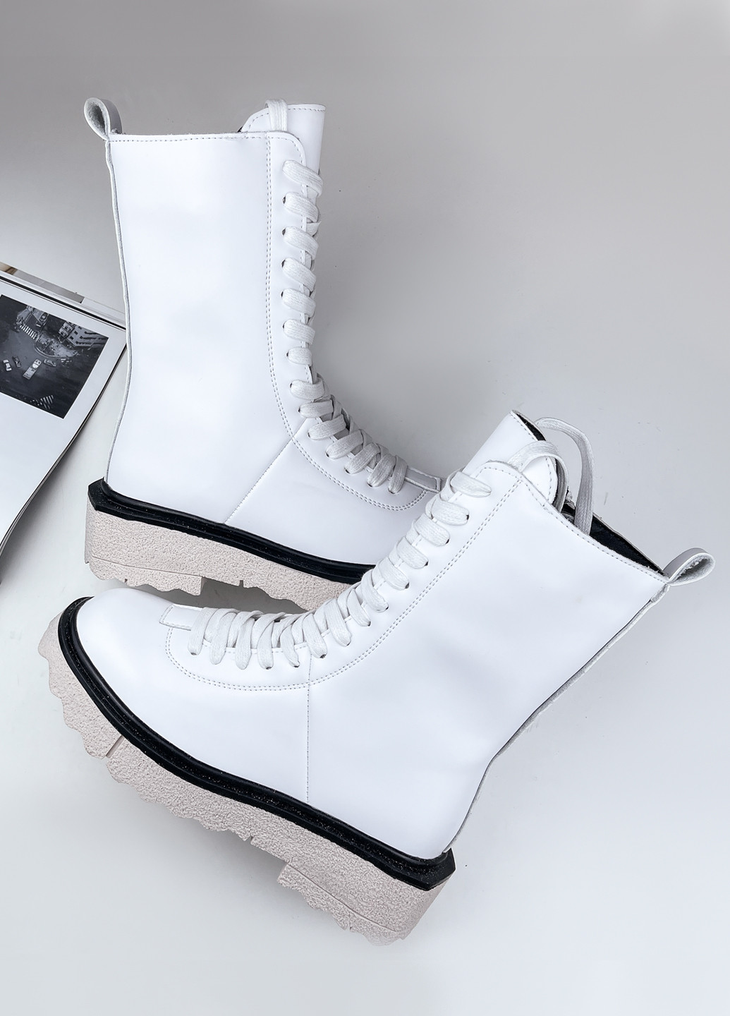Жіночі черевики із еко шкіри білі демісезонні Fashion (251198620)