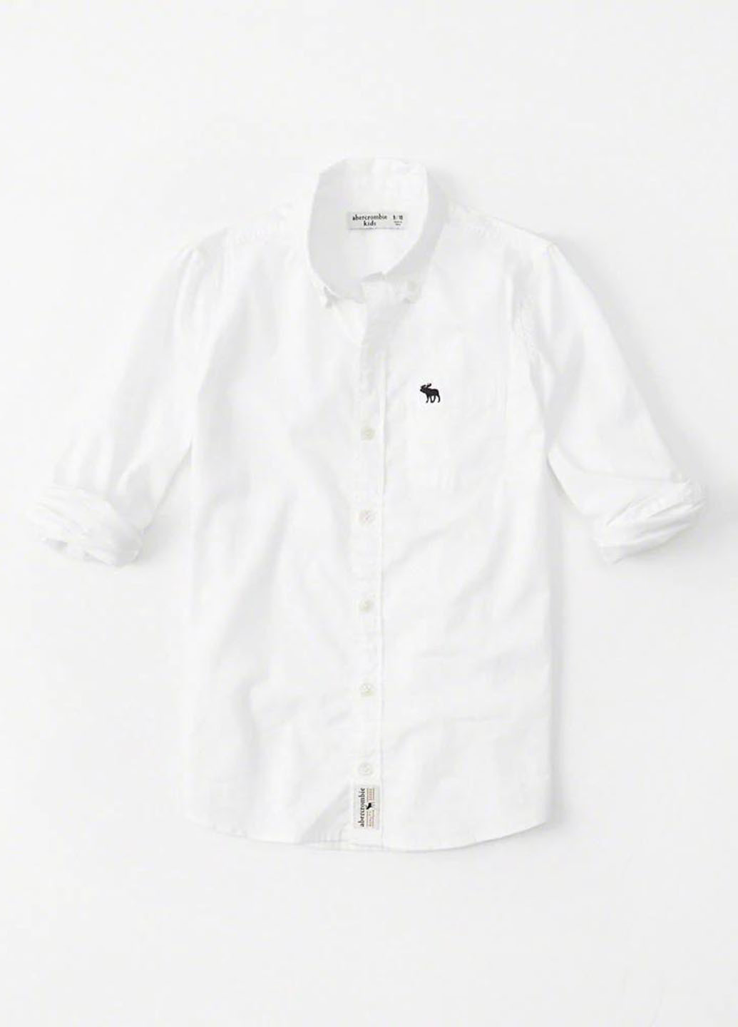 Белая кэжуал рубашка с логотипом Abercrombie Kids с коротким рукавом