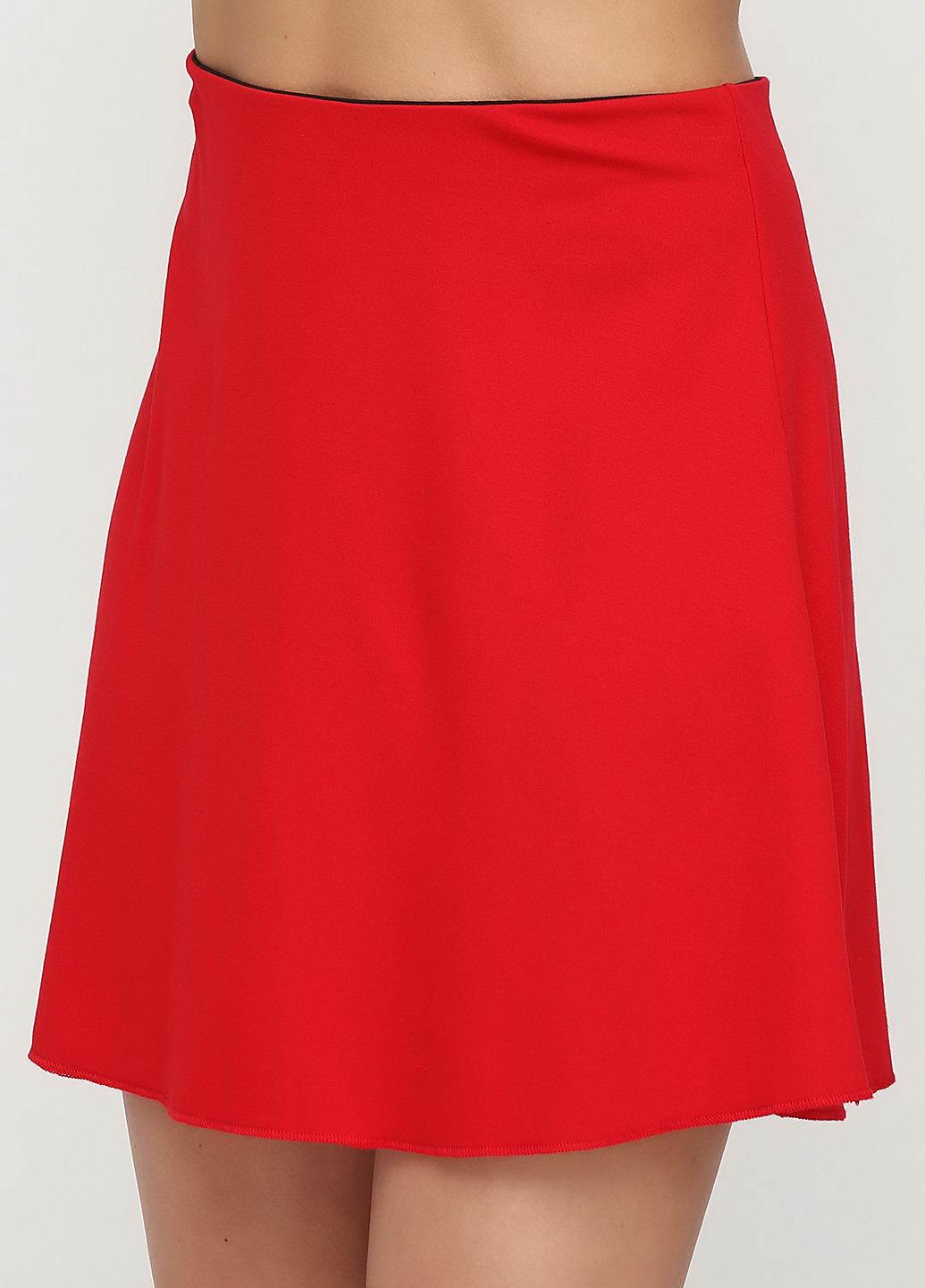 Красная кэжуал однотонная юбка Stradivarius а-силуэта (трапеция)