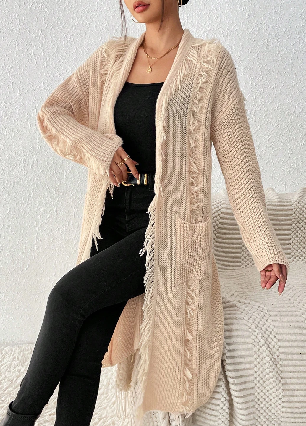 Бежевый демисезонный кардиган SHEIN