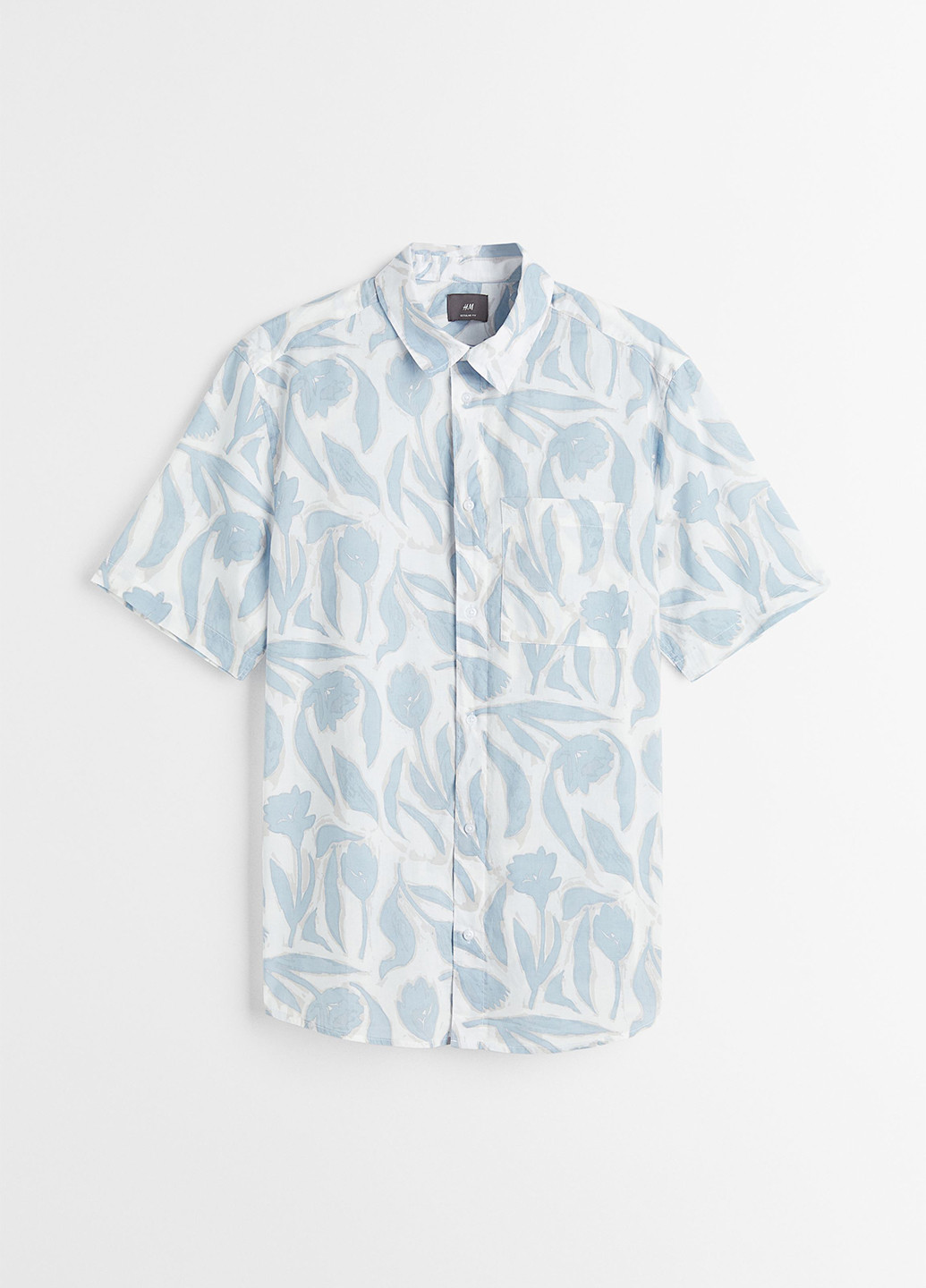 Голубой кэжуал рубашка с цветами H&M