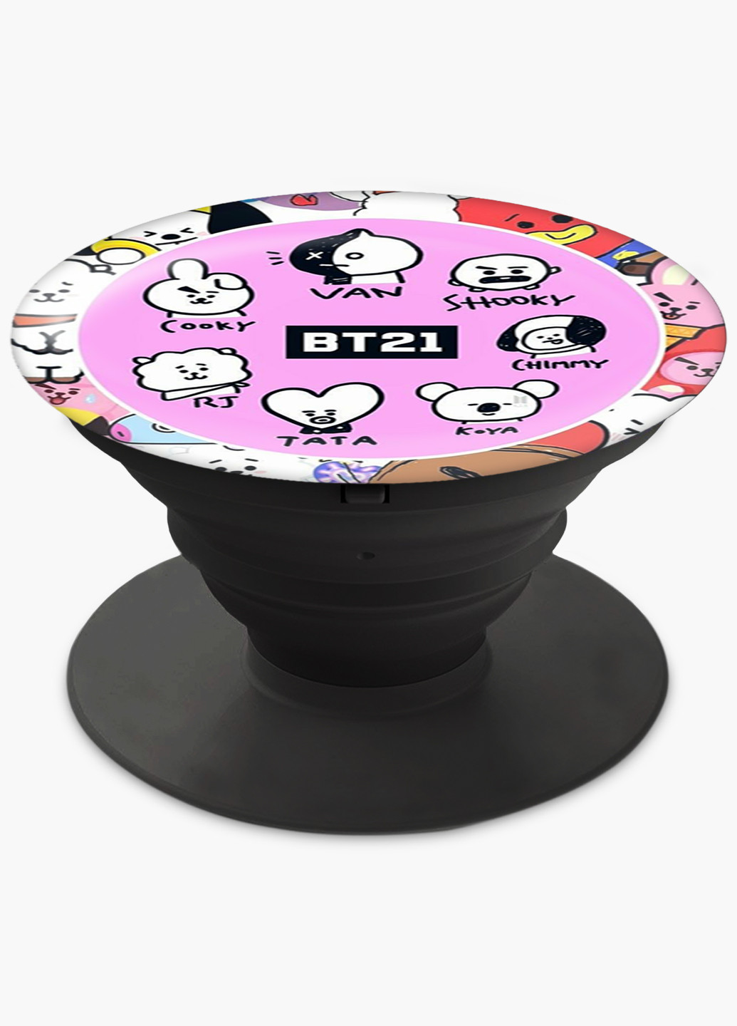 Попсокет (Popsockets) тримач для смартфону БТС (BTS) (8754-1099) Чорний MobiPrint (216748469)