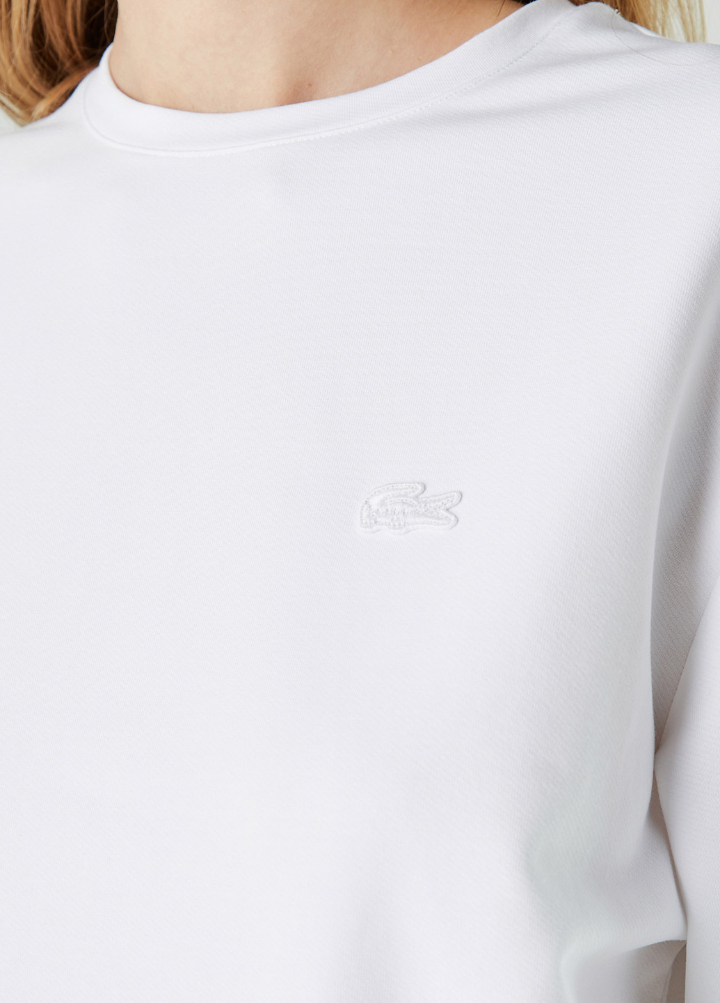 Свитшот Lacoste - Прямой крой логотип белый спортивный, кэжуал хлопок - (276525957)
