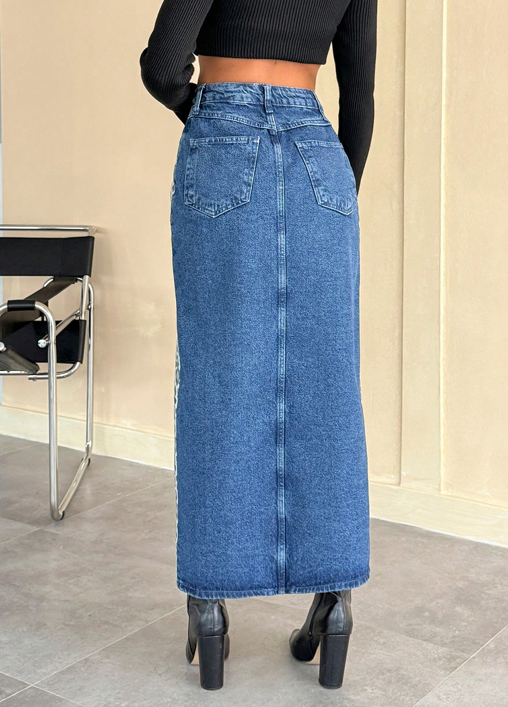 Синяя джинсовая леопардовая юбка SHEIN