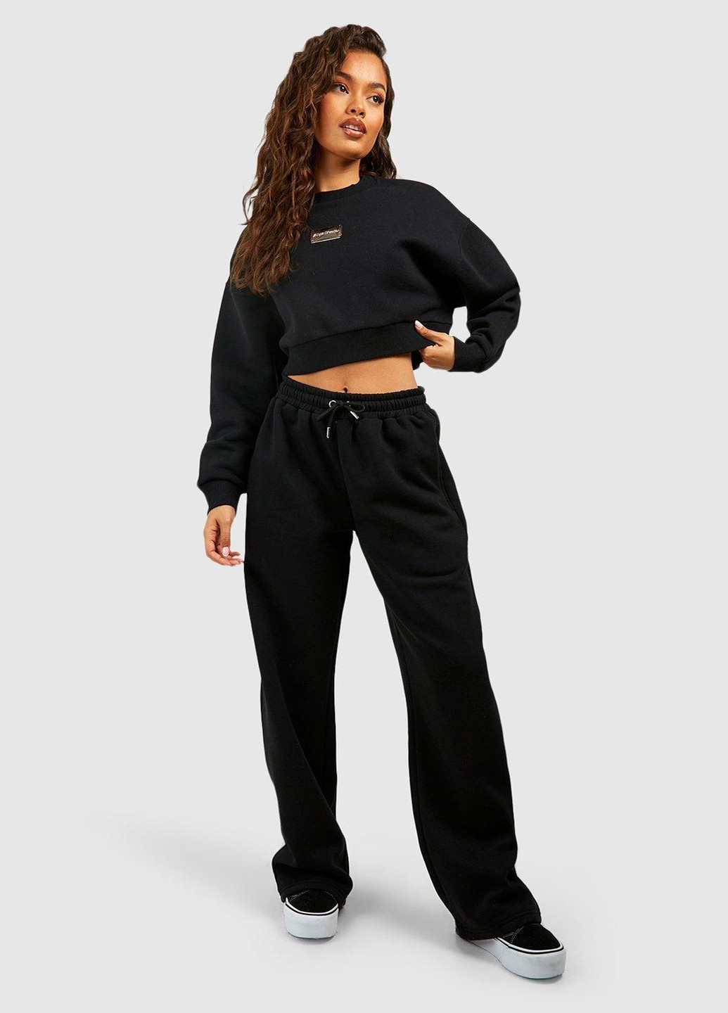 Черный свитшот Boohoo однотонный (299462082)