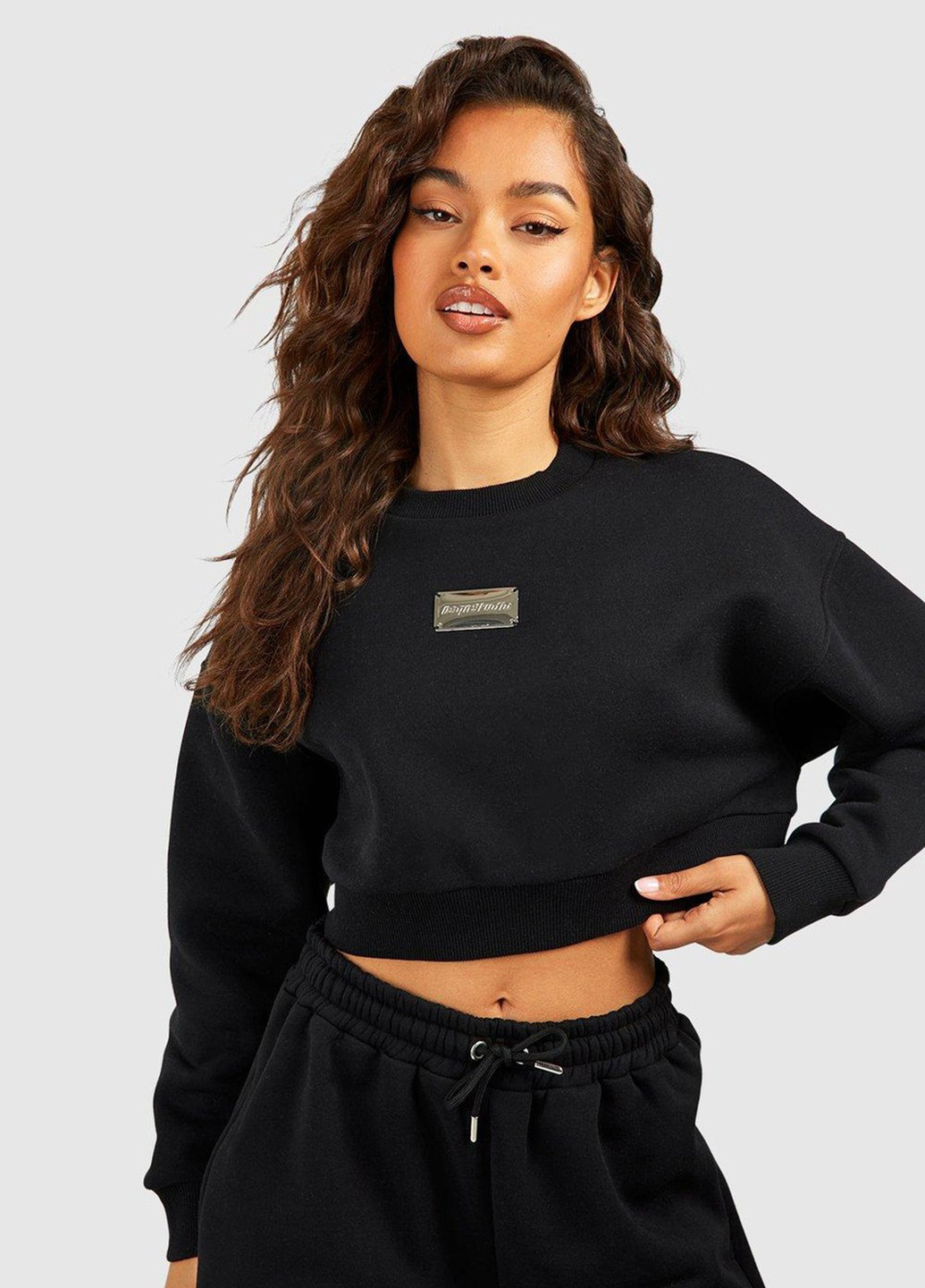 Черный свитшот Boohoo однотонный (299462082)