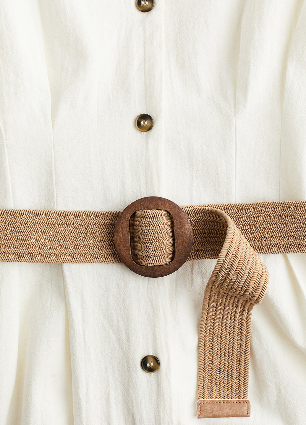 Молочное кэжуал платье H&M однотонное