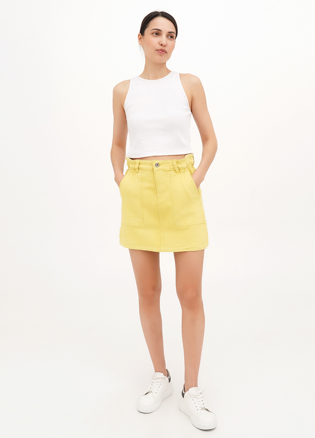 Желтая джинсовая, кэжуал однотонная юбка Joie Clair