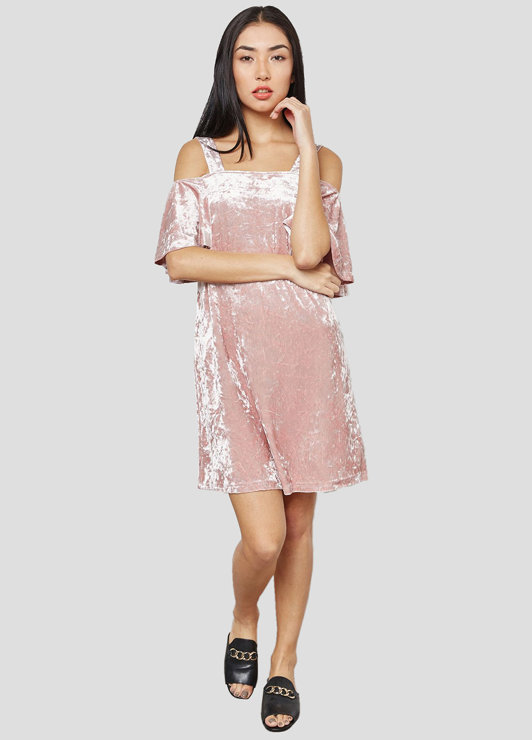 Светло-розовое кэжуал платье а-силуэт Mango однотонное
