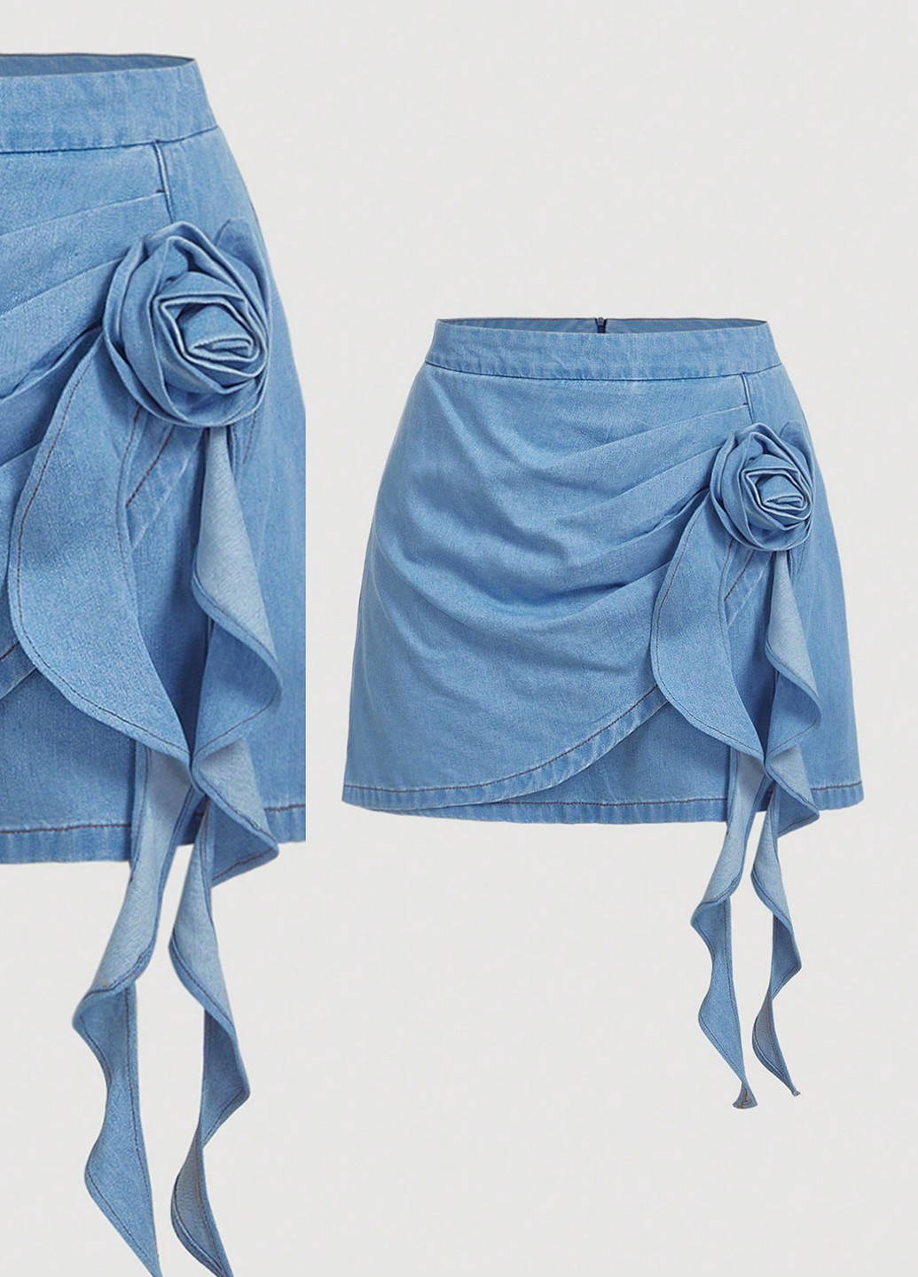 Голубая джинсовая однотонная юбка SHEIN