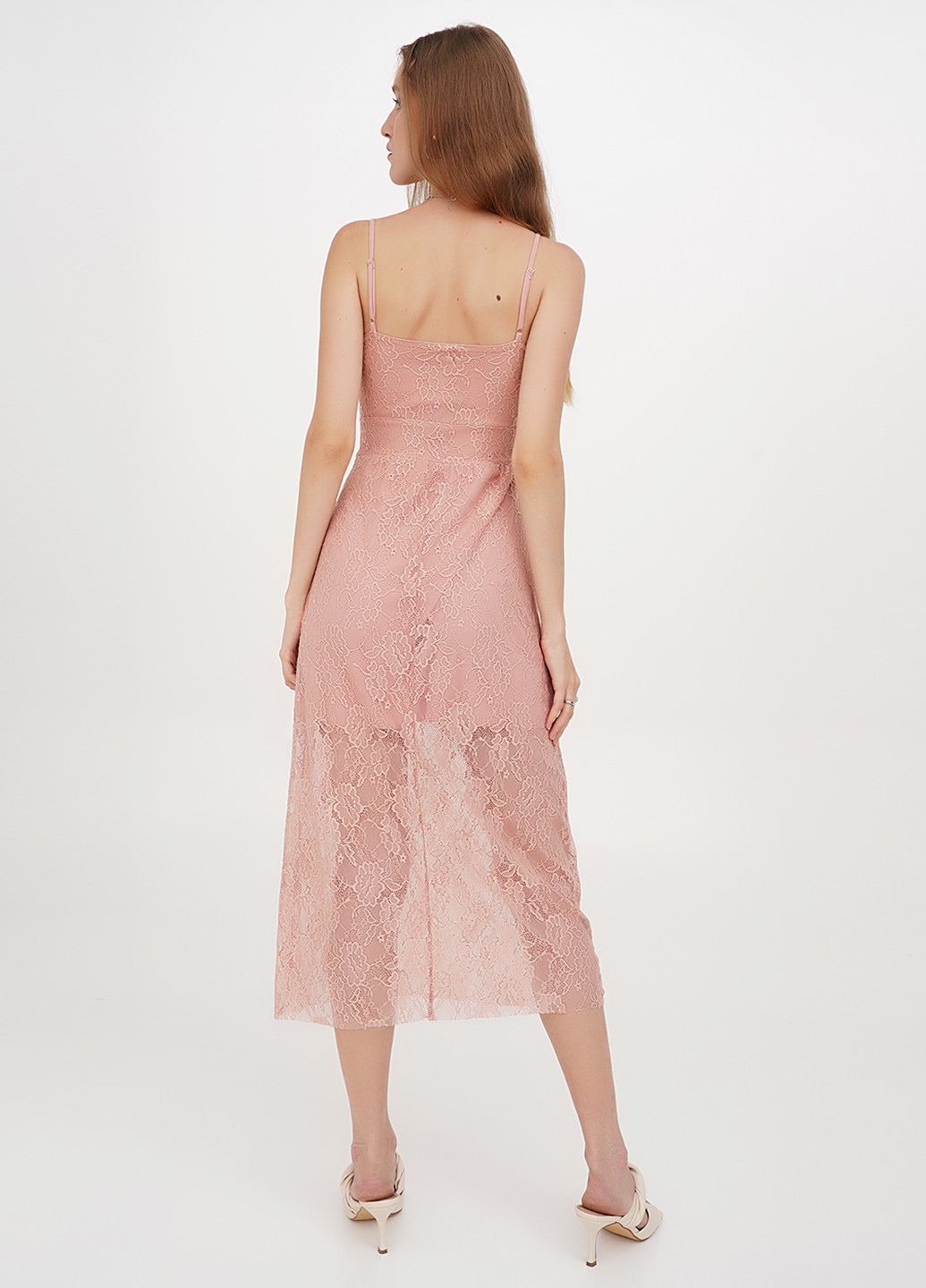 Пудровое кэжуал платье Terranova однотонное