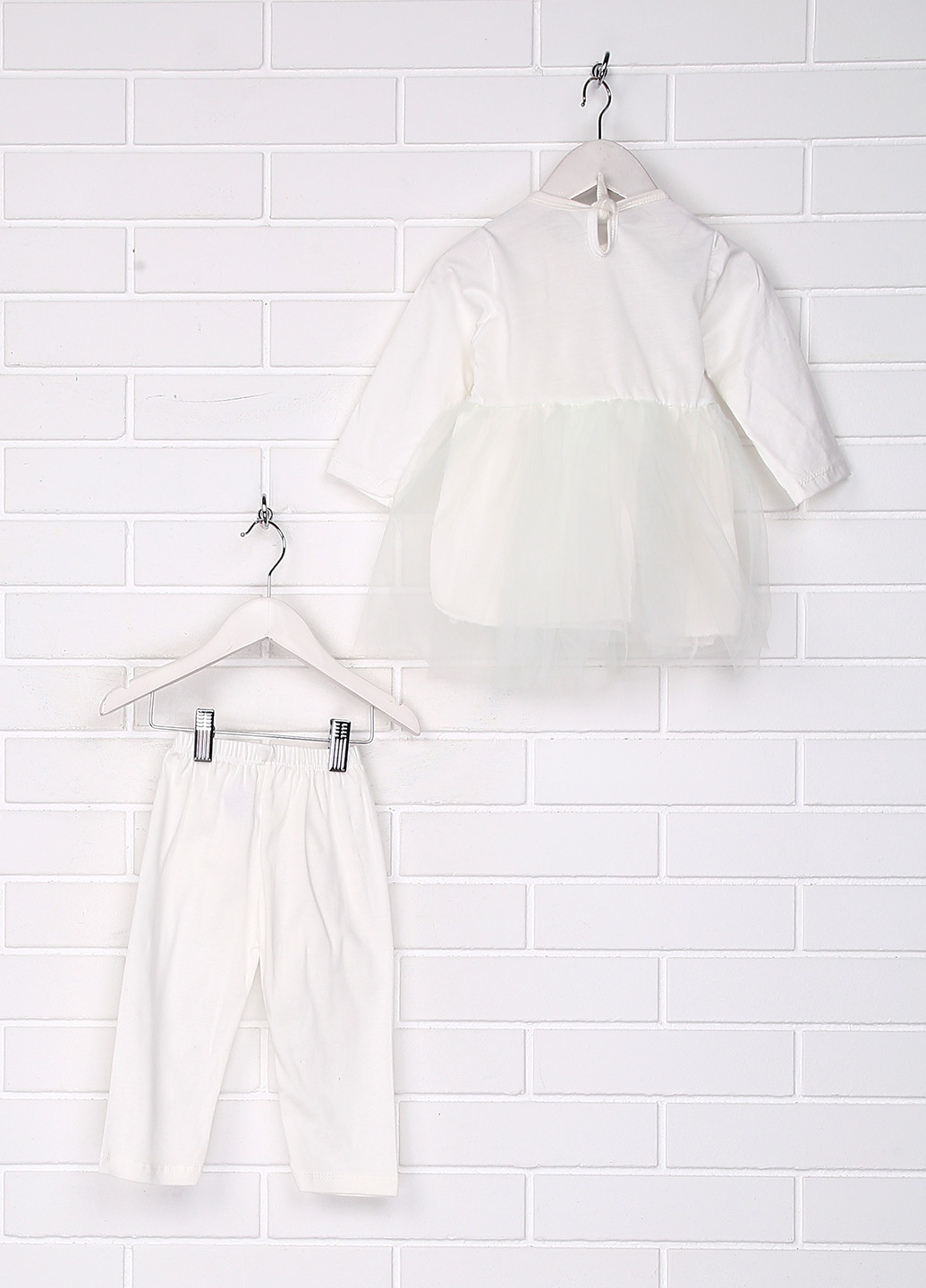 Молочный демисезонный комплект (платье, леггинсы) MIRAC