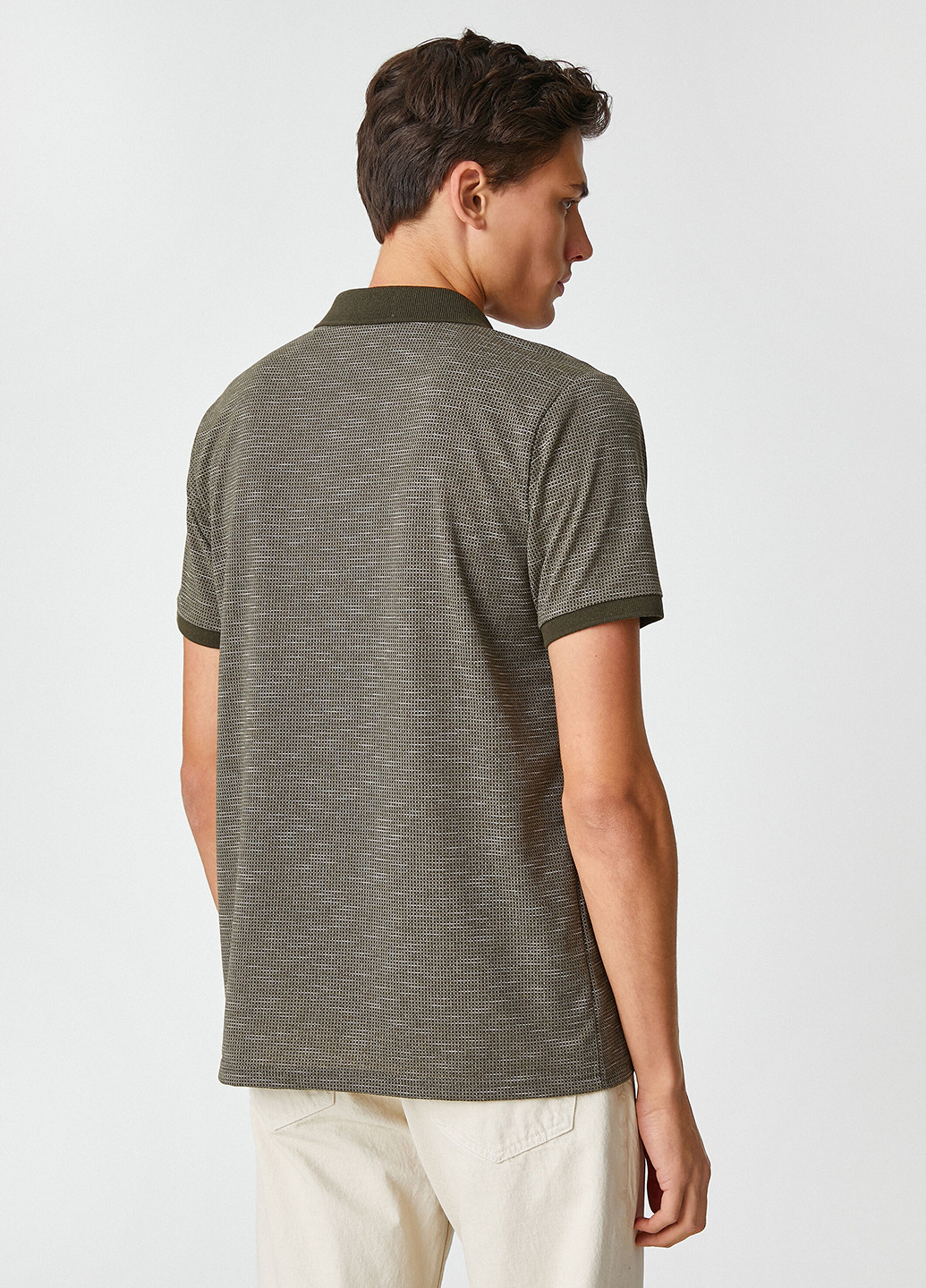 Оливковая (хаки) футболка-поло для мужчин KOTON меланжевая