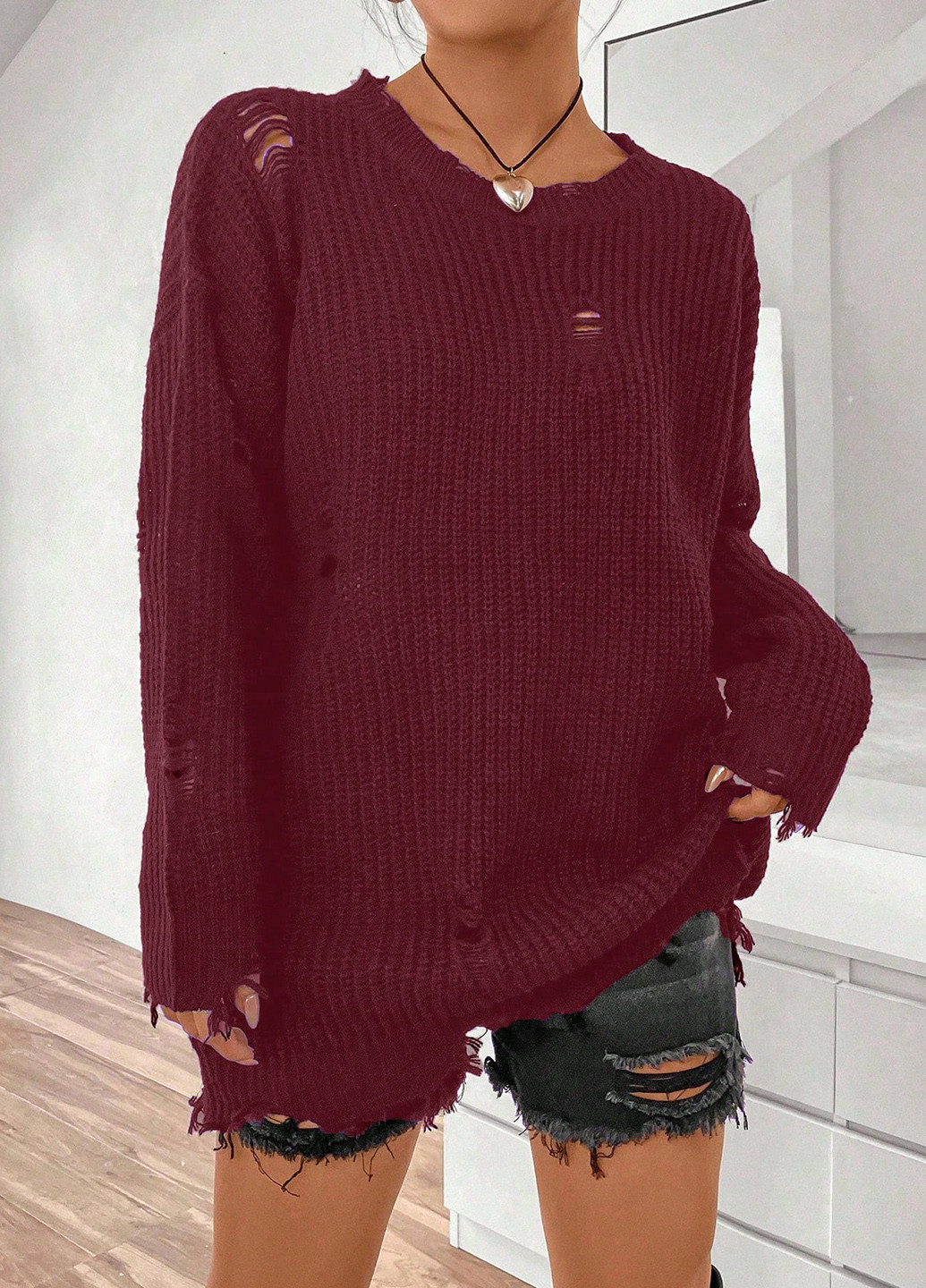 Бордовый демисезонный джемпер джемпер SHEIN