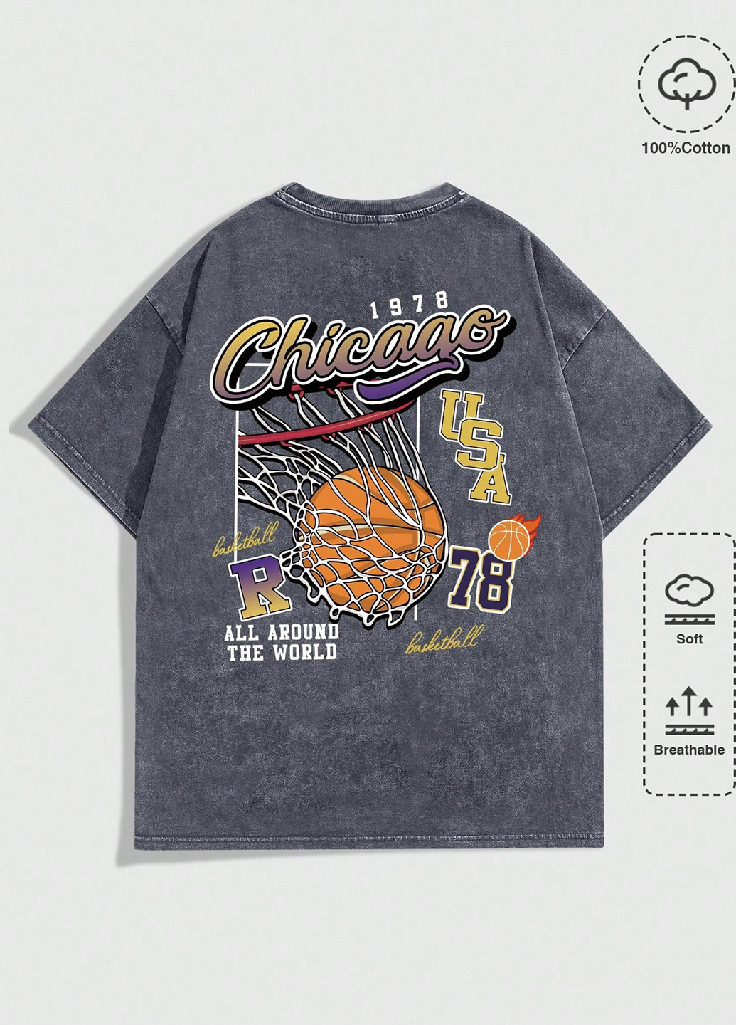 Сіро-синя футболка SHEIN