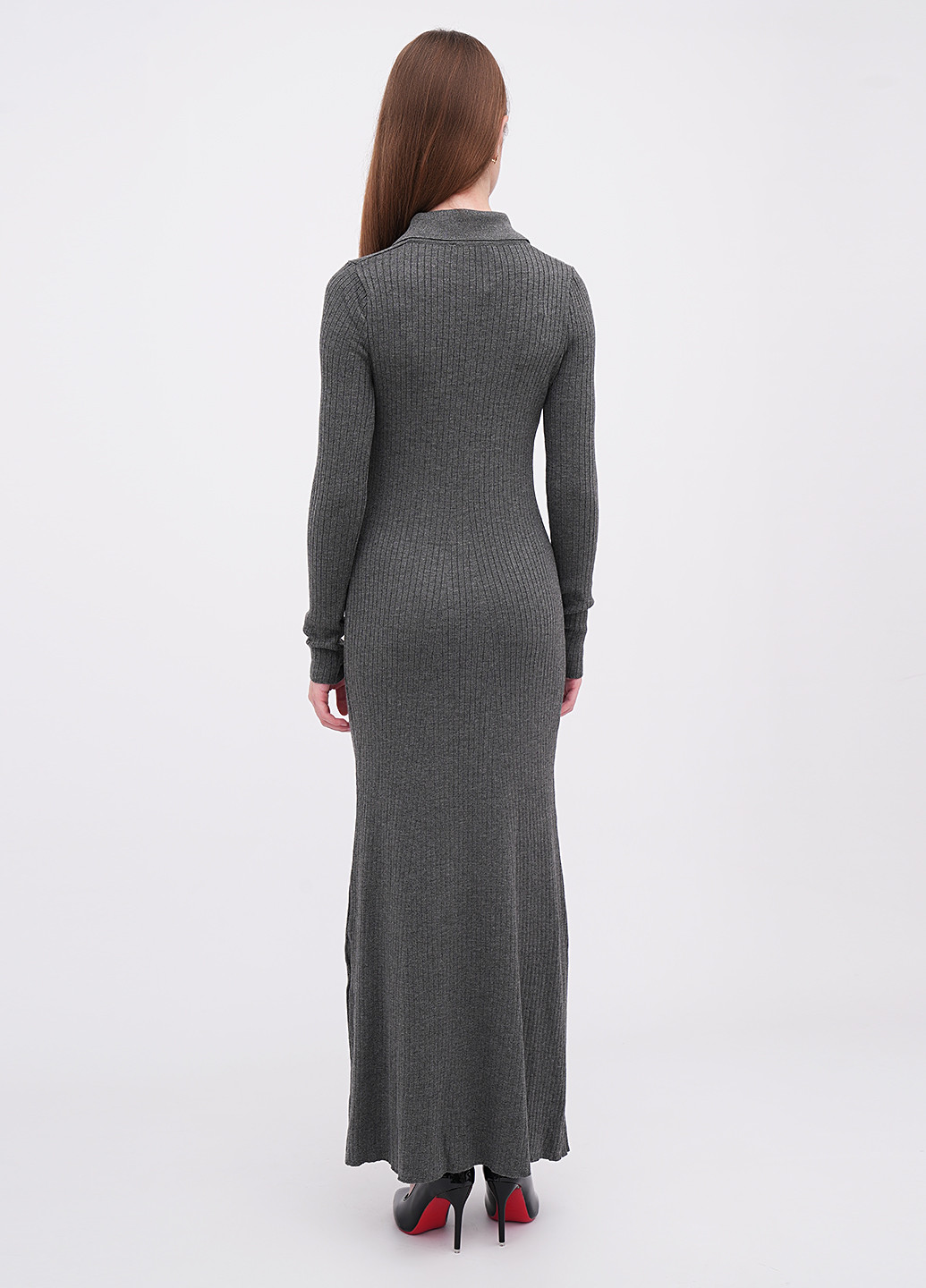 Темно-серое кэжуал платье поло, платье-свитер EQUILIBRI меланжевое