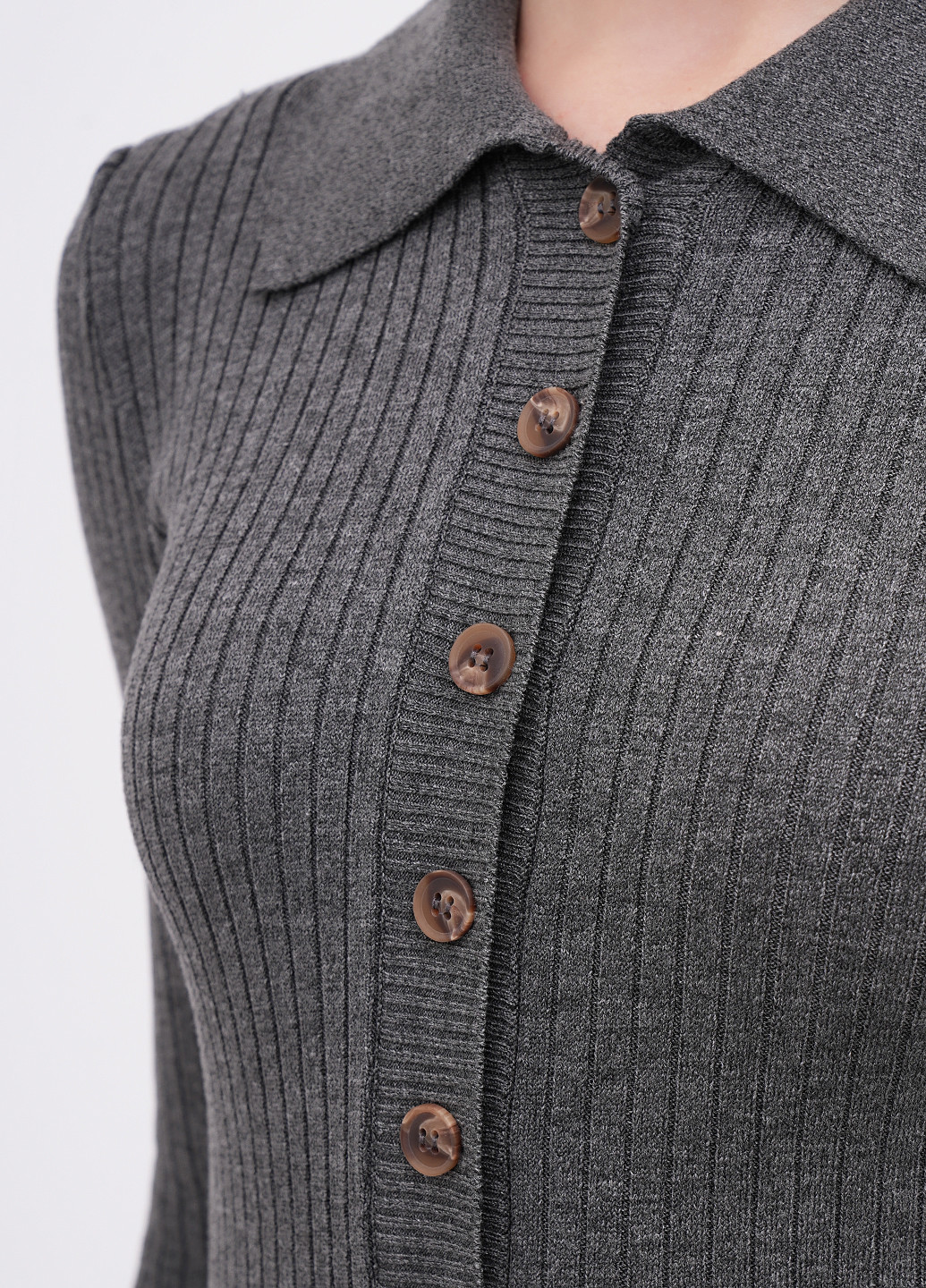 Темно-серое кэжуал платье поло, платье-свитер EQUILIBRI меланжевое