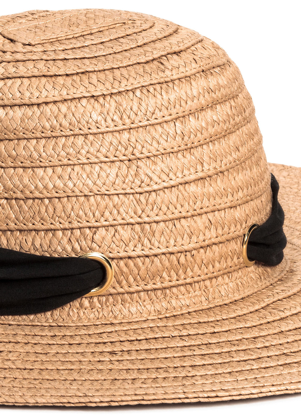 Шляпа H&M широкополая однотонная бежевая пляжная солома