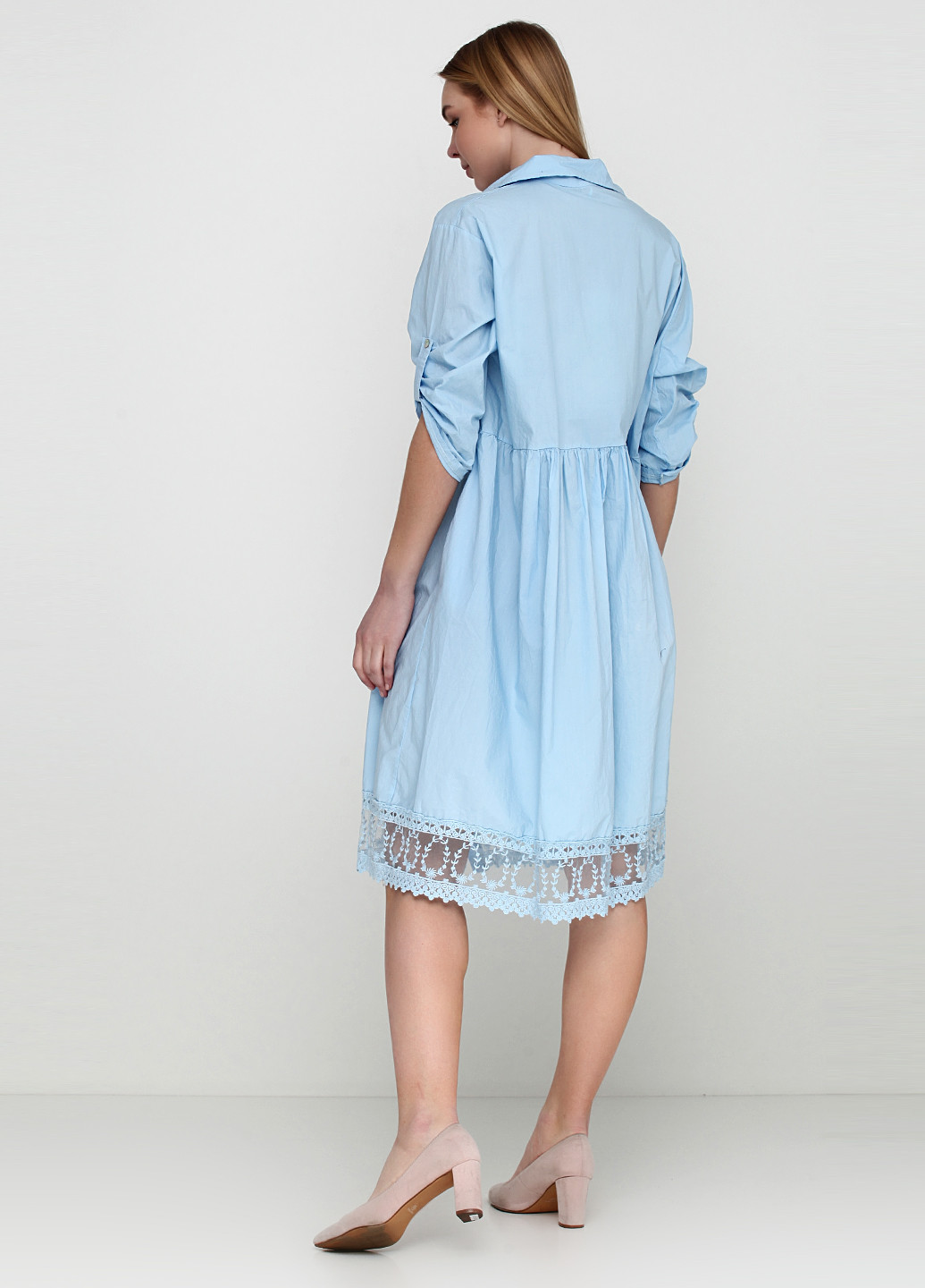 Светло-голубое кэжуал платье L&N Moda однотонное