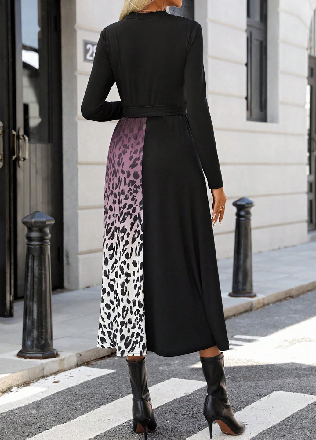 Комбинированное кэжуал платье клеш SHEIN колор блок