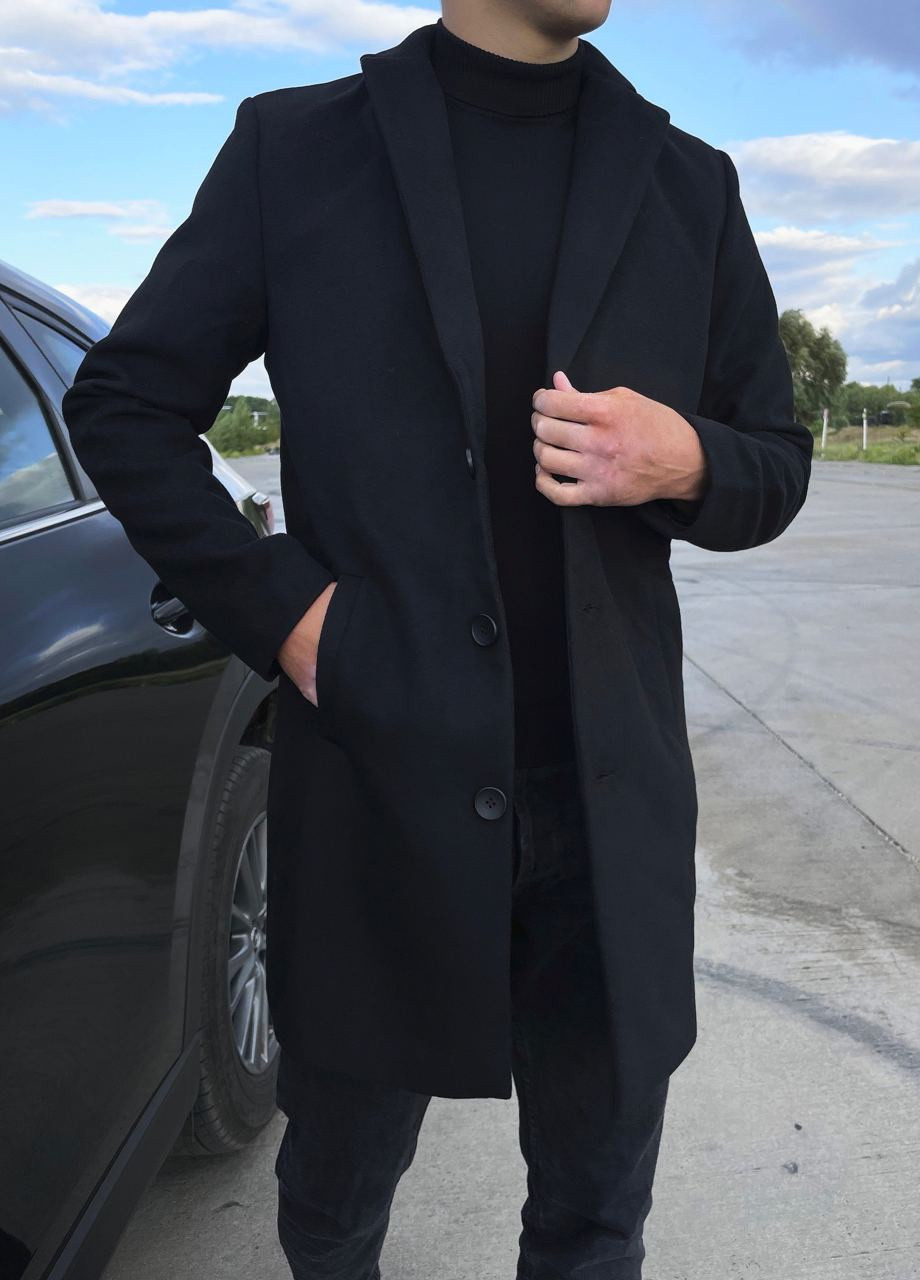 Черное демисезонное Кашемировые мужеское пальто No Brand