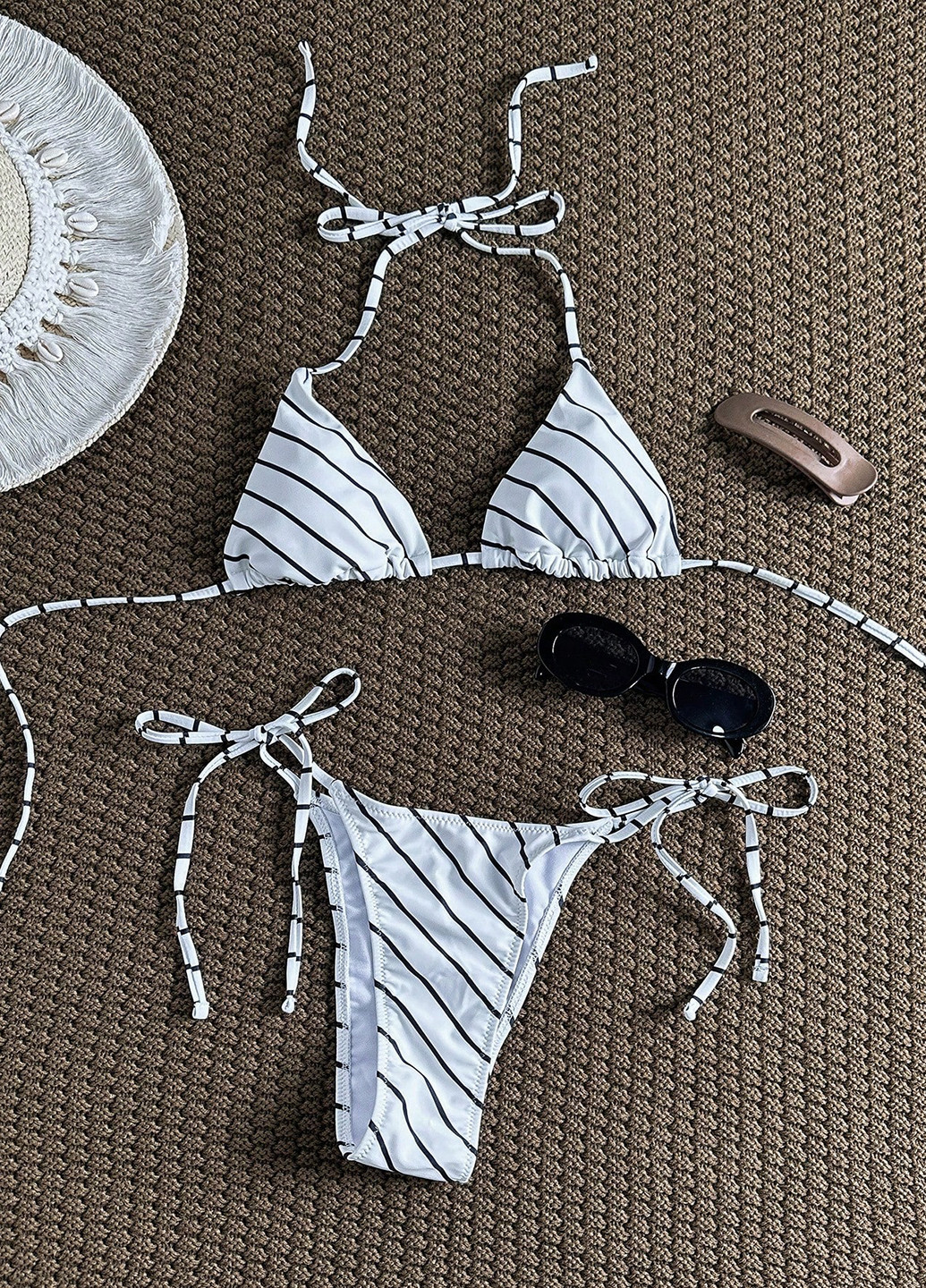 Белый летний купальник (лиф, трусики) бикини, раздельный SHEIN